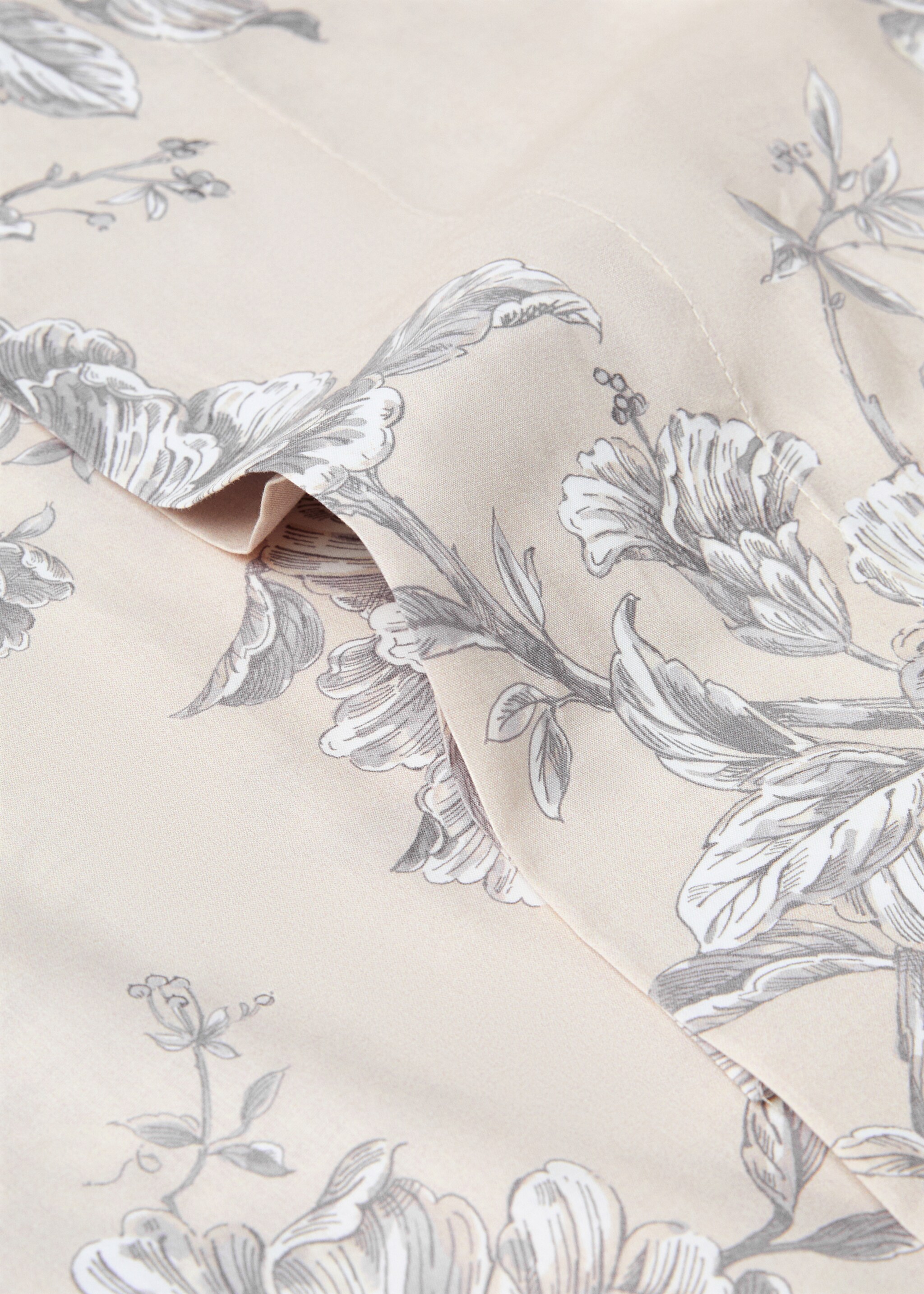 Percale cotton floral-print pillowcase 45x110cm - Details of the article 1, Blue. Ref: 77027684-00.