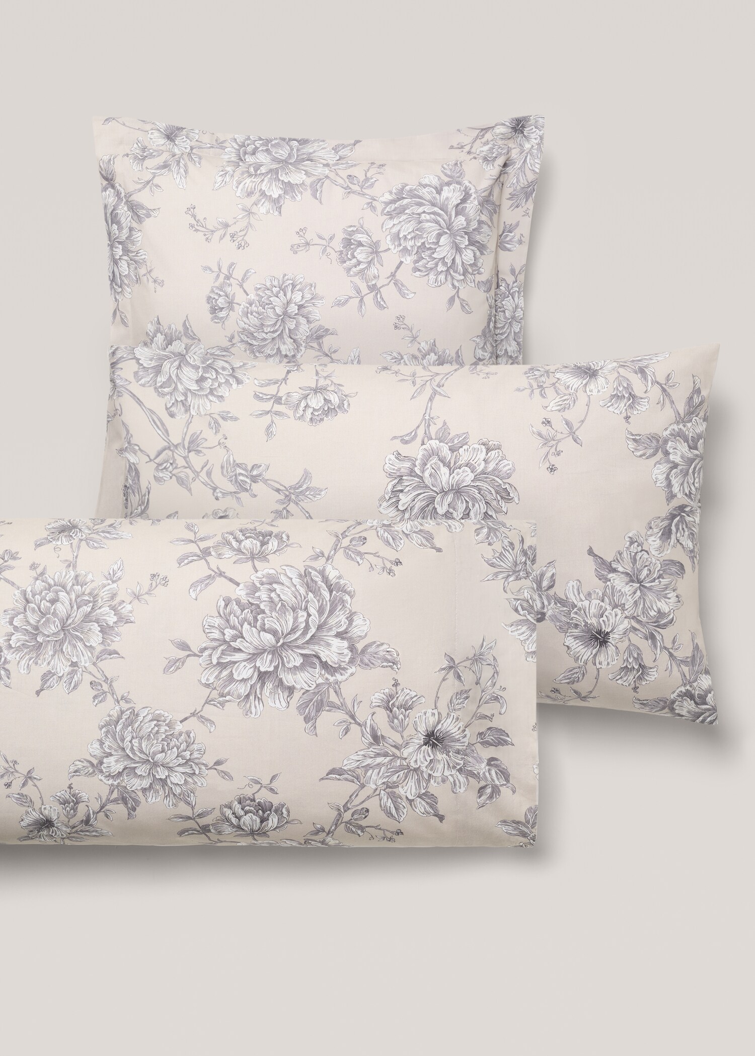 Percale cotton floral-print pillowcase 45x110cm - Details of the article 3
