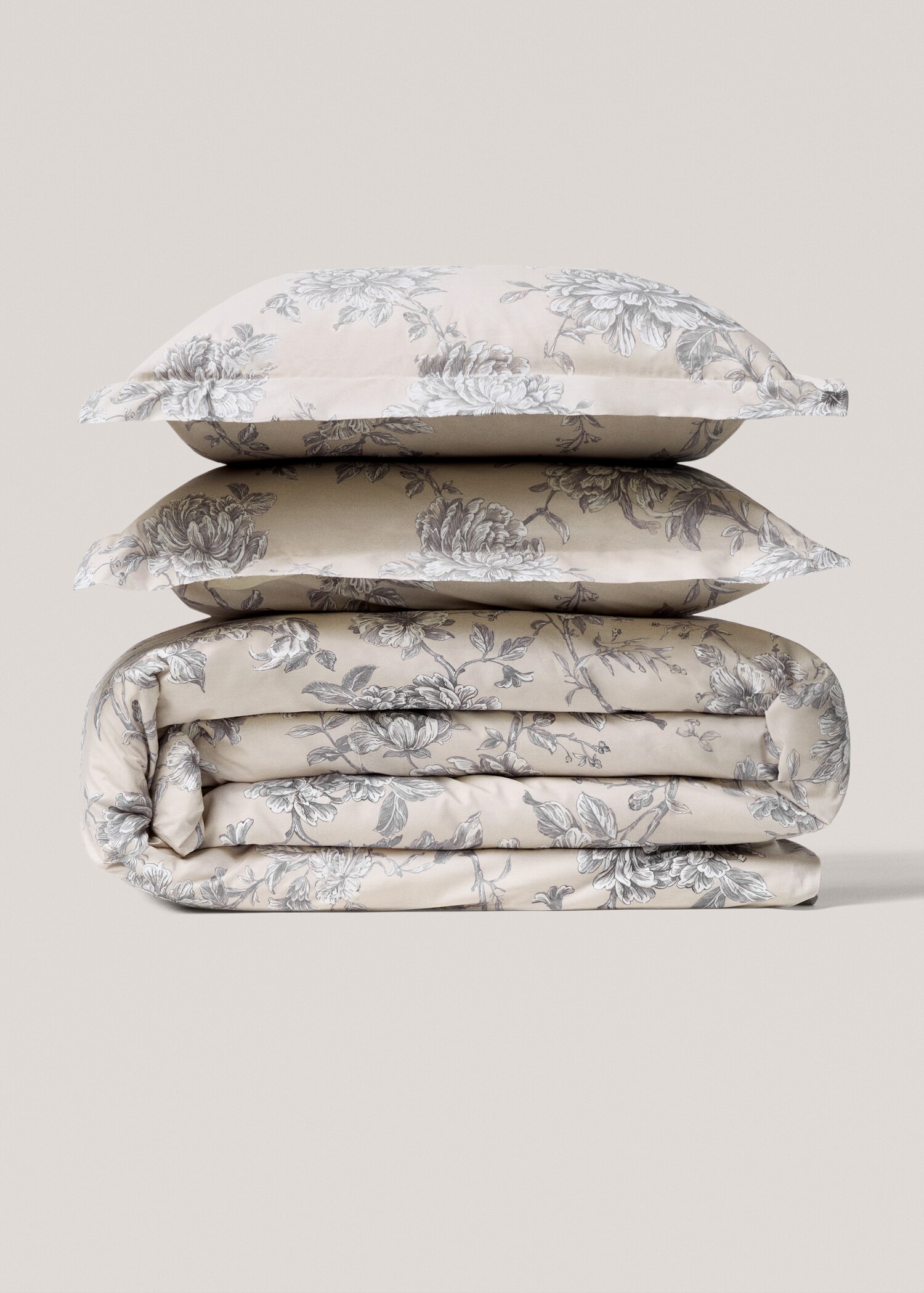 Percale cotton floral-print duvet cover for 90cm bed - Article without model