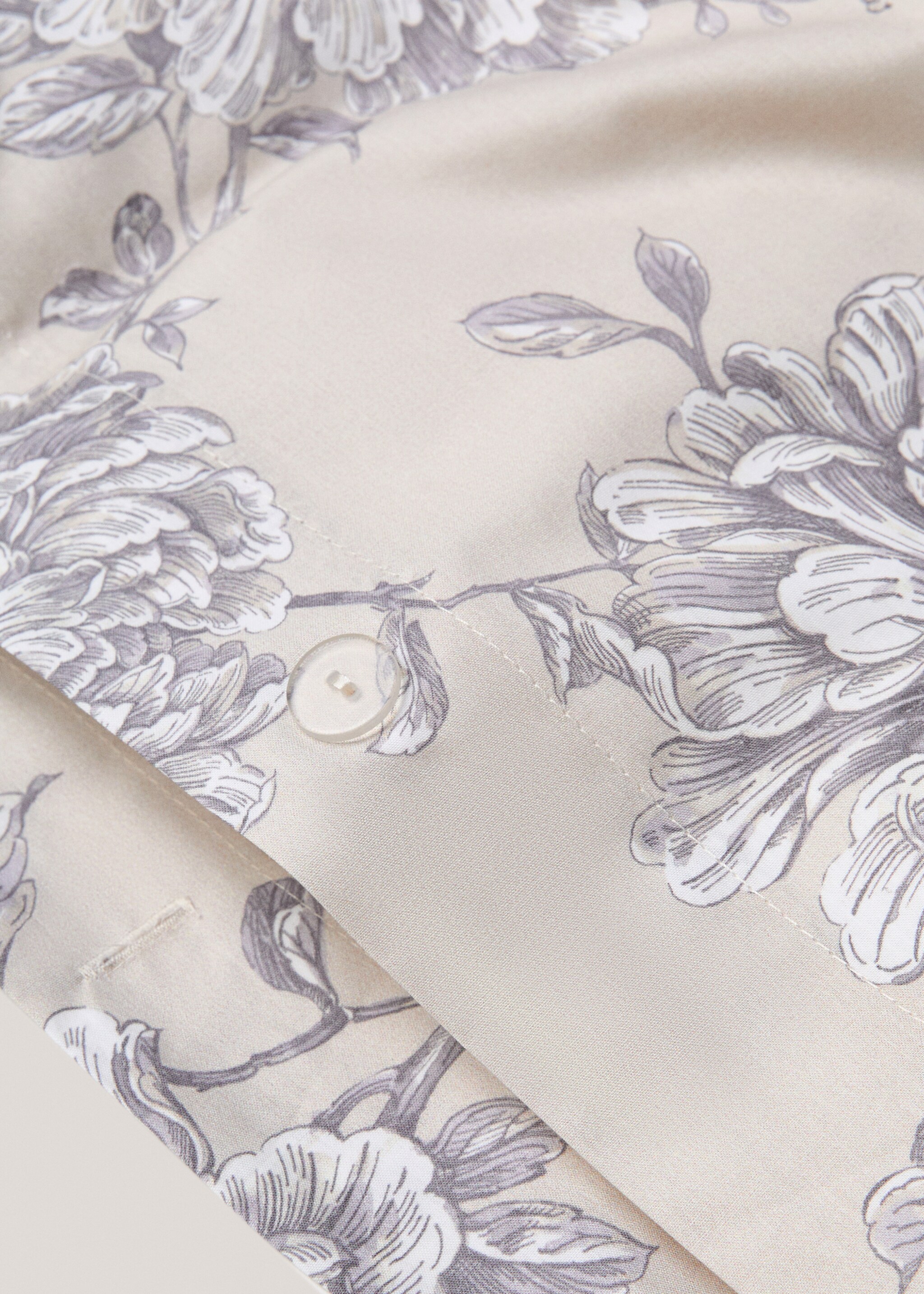 Percale cotton floral-print duvet cover for 90cm bed - Details of the article 1, Blue. Ref: 77027686-00.