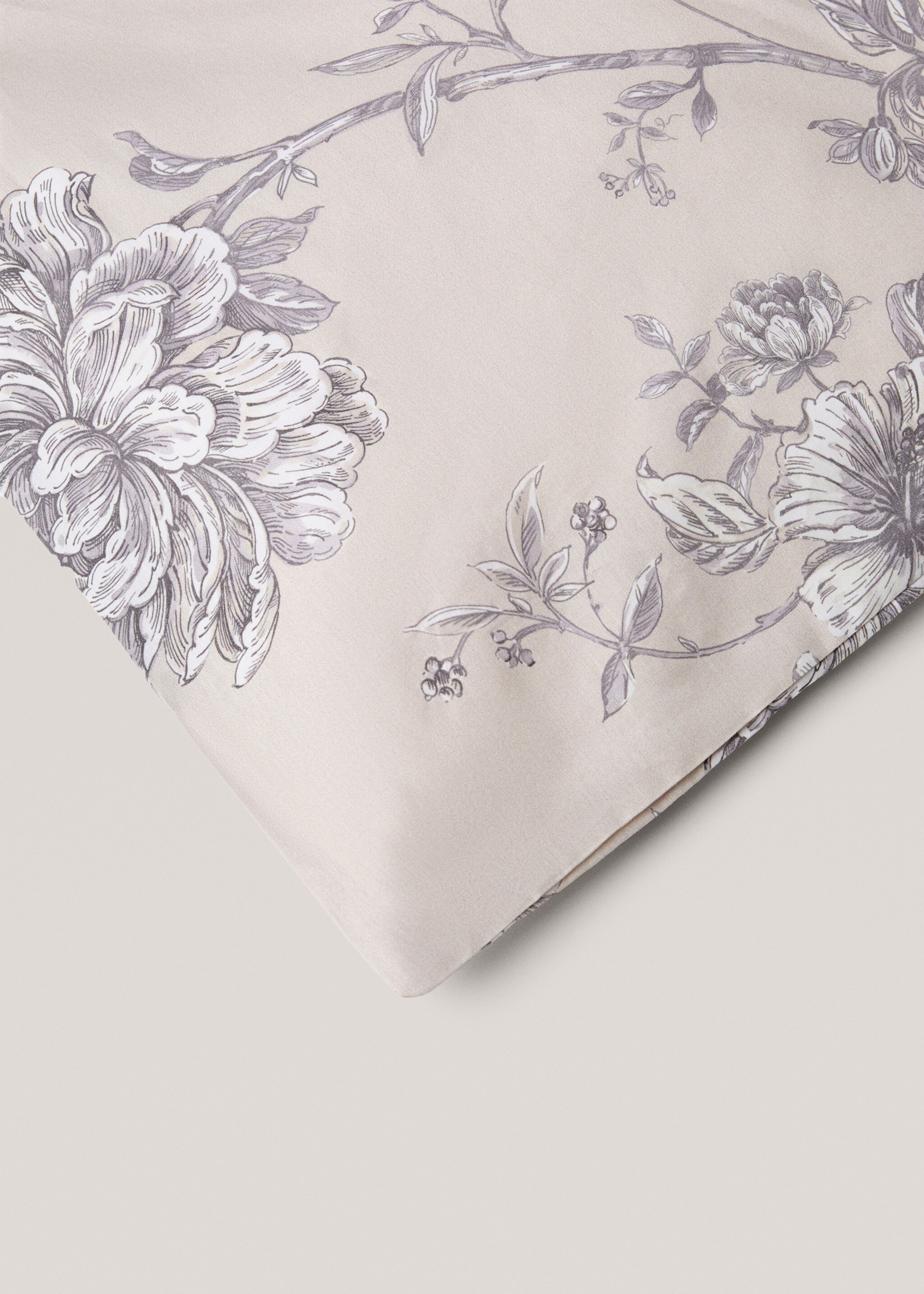 Percale cotton floral-print duvet cover for 90cm bed - Details of the article 3, Blue. Ref: 77027686-00.