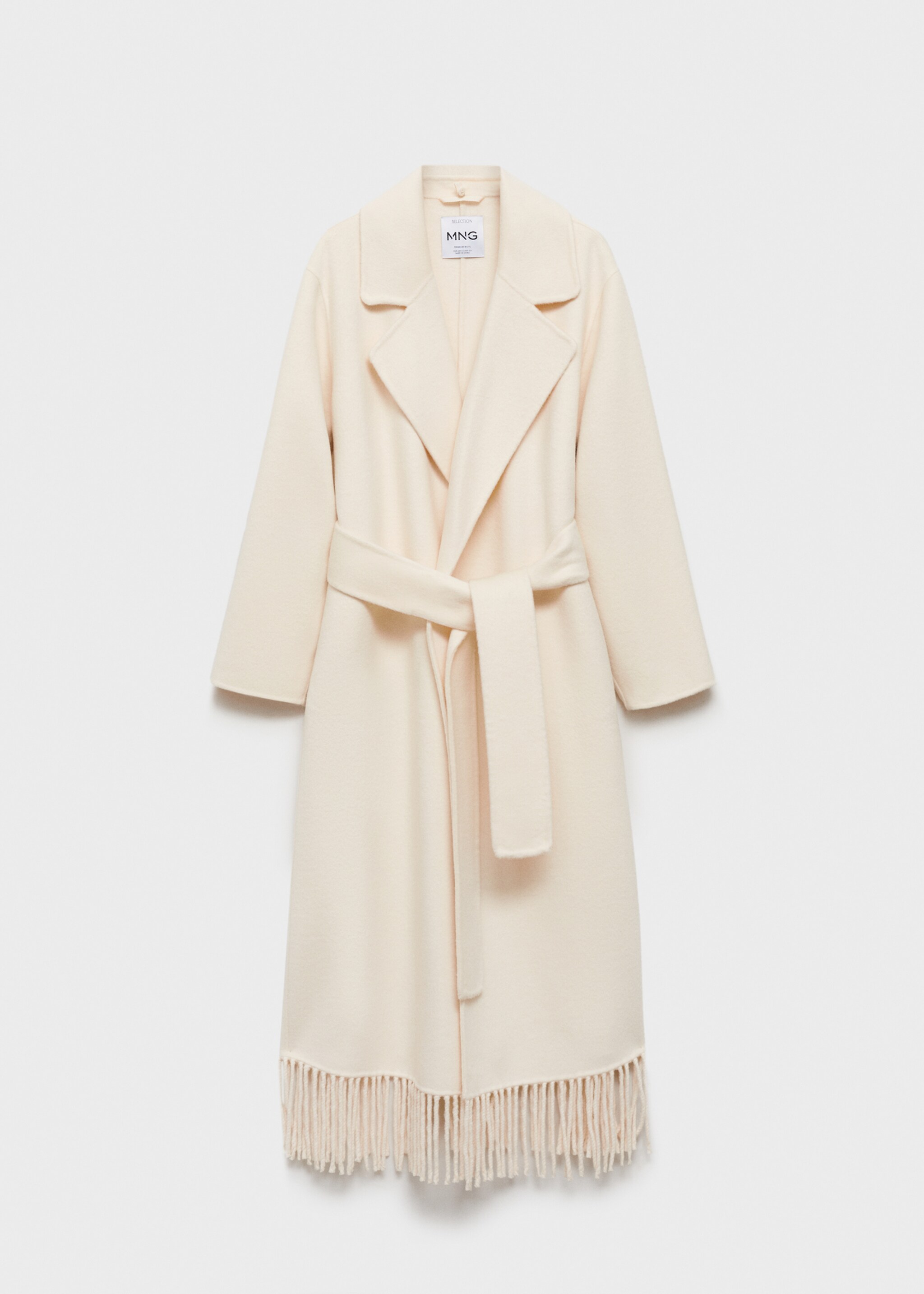 Fringe wool-blend coat - Article without model, Ecru. Ref: 77027689-00.