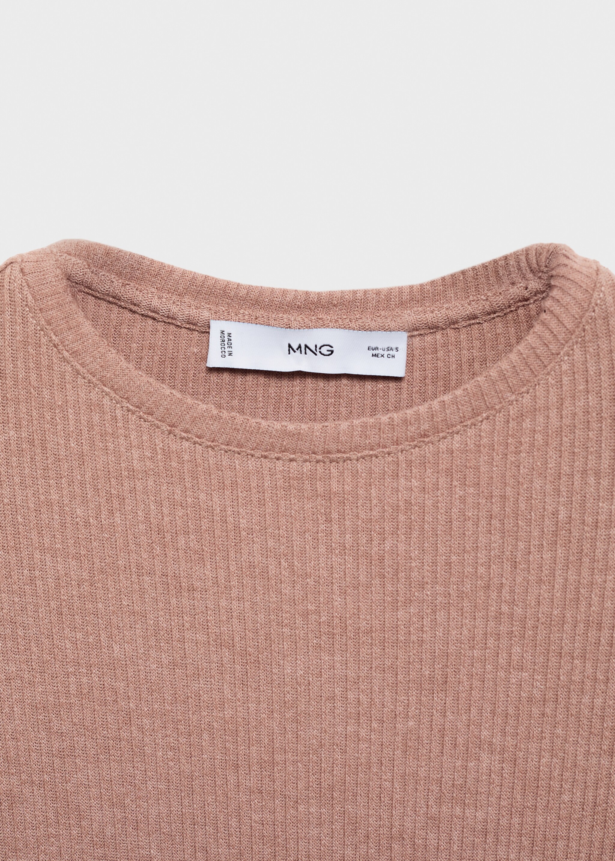 T-shirt maille côtelée - Détail de l'article 8, Rose pâle. Ref: 77027692-00.