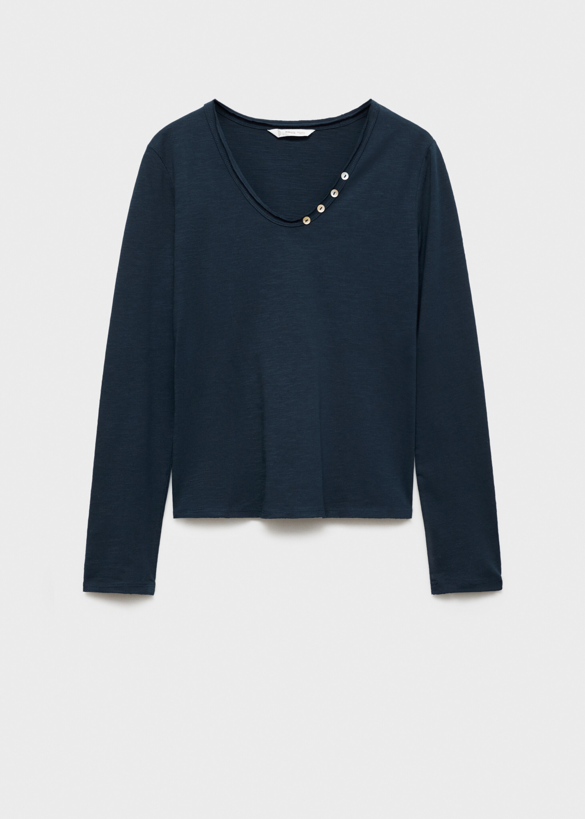 Samarreta màniga llarga botons - Article sense model, Blau marí fosc. Ref: 77027696-00.