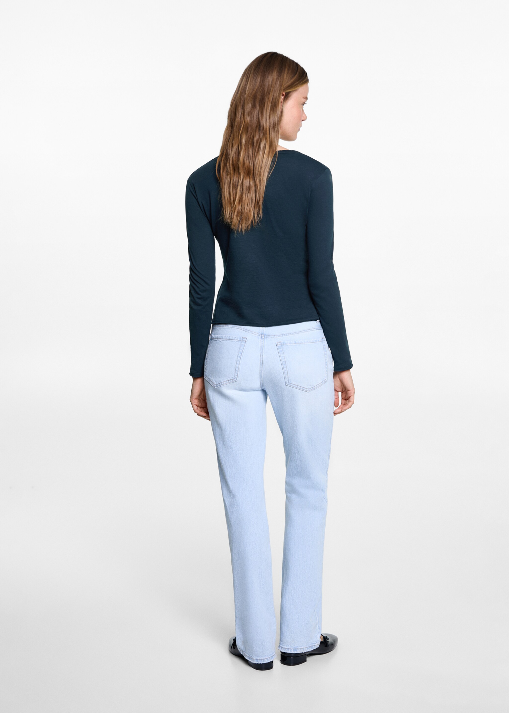 Samarreta màniga llarga botons - Revers de l'article, Blau marí fosc. Ref: 77027696-00.