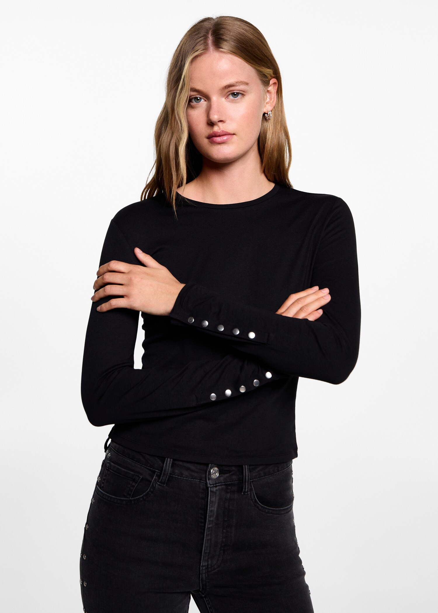 Long-sleeve studded t-shirt - Medium plane