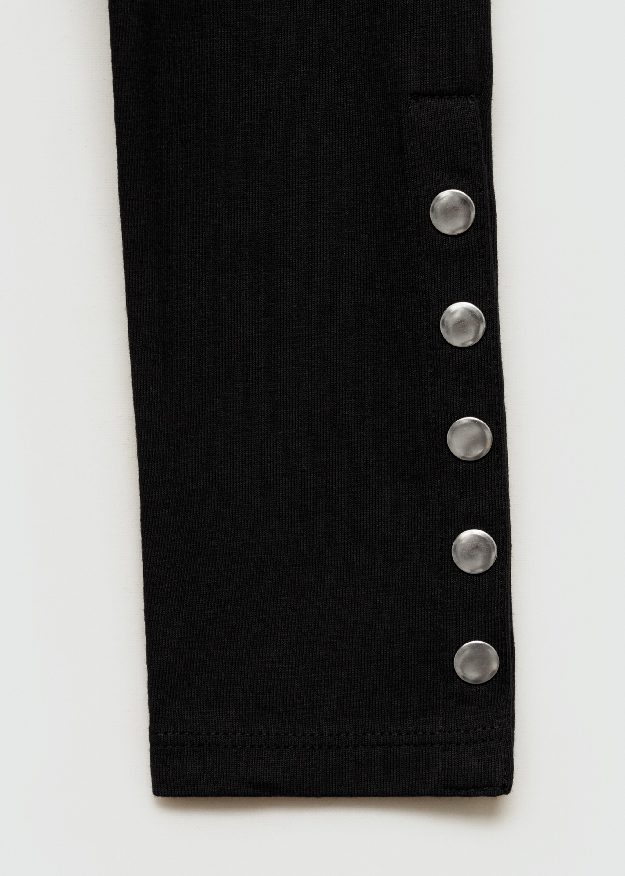 Long-sleeve studded t-shirt - Details of the article 0, Black. Ref: 77027698-00.