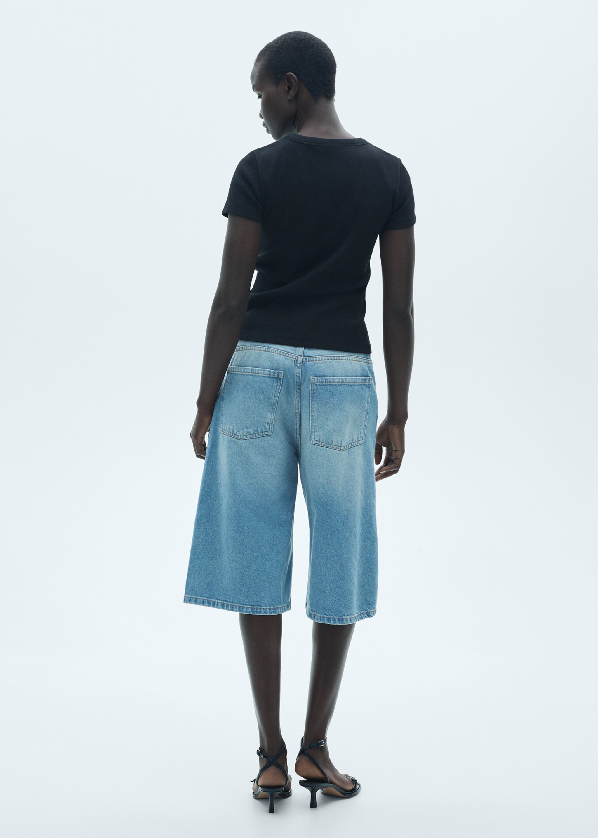 T-shirt coton manches courtes - Verso de l’article, Noir. Ref: 77027704-00.