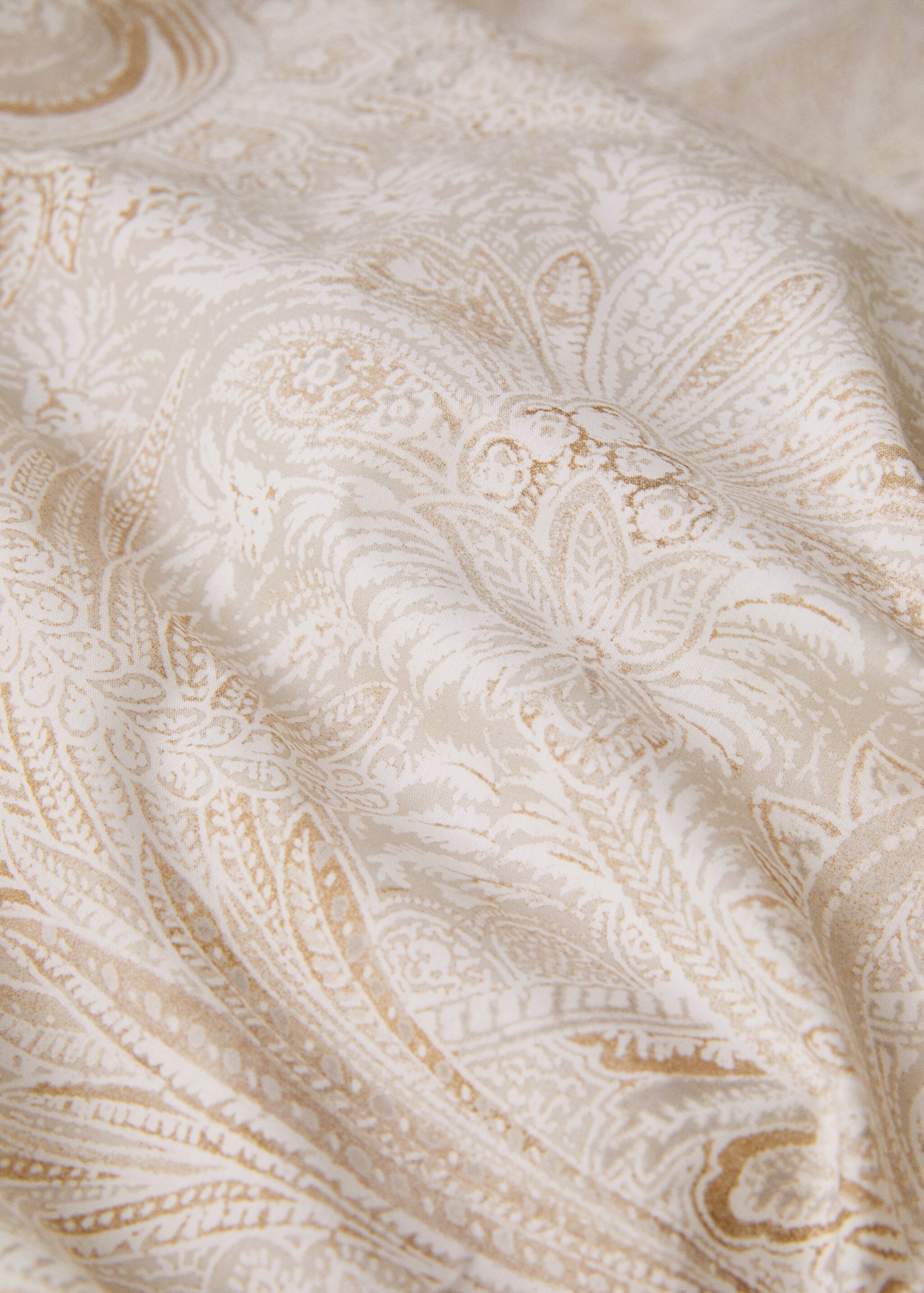 Percale cotton Paisley-print duvet cover for 90cm bed - Details of the article 1, Beige. Ref: 77027705-00.