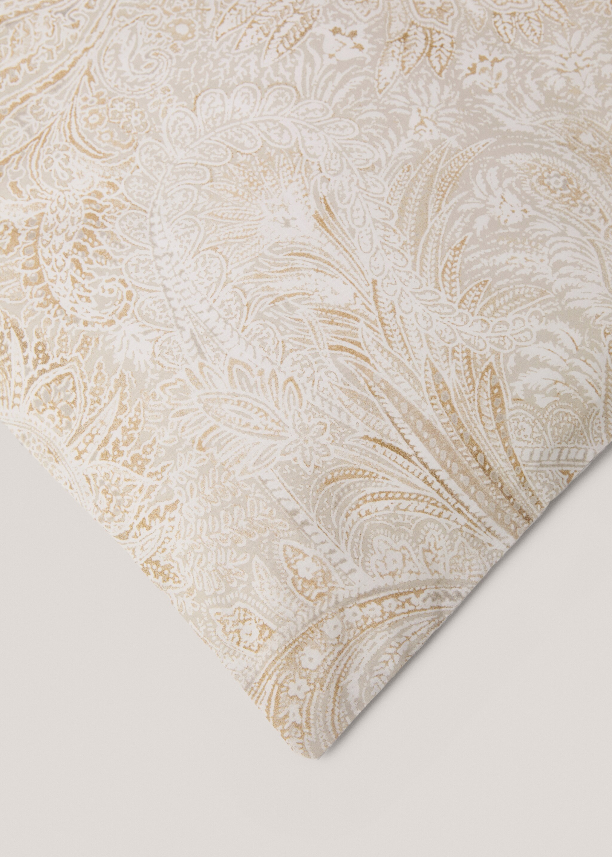 Percale cotton Paisley-print duvet cover for 90cm bed - Details of the article 2, Beige. Ref: 77027705-00.