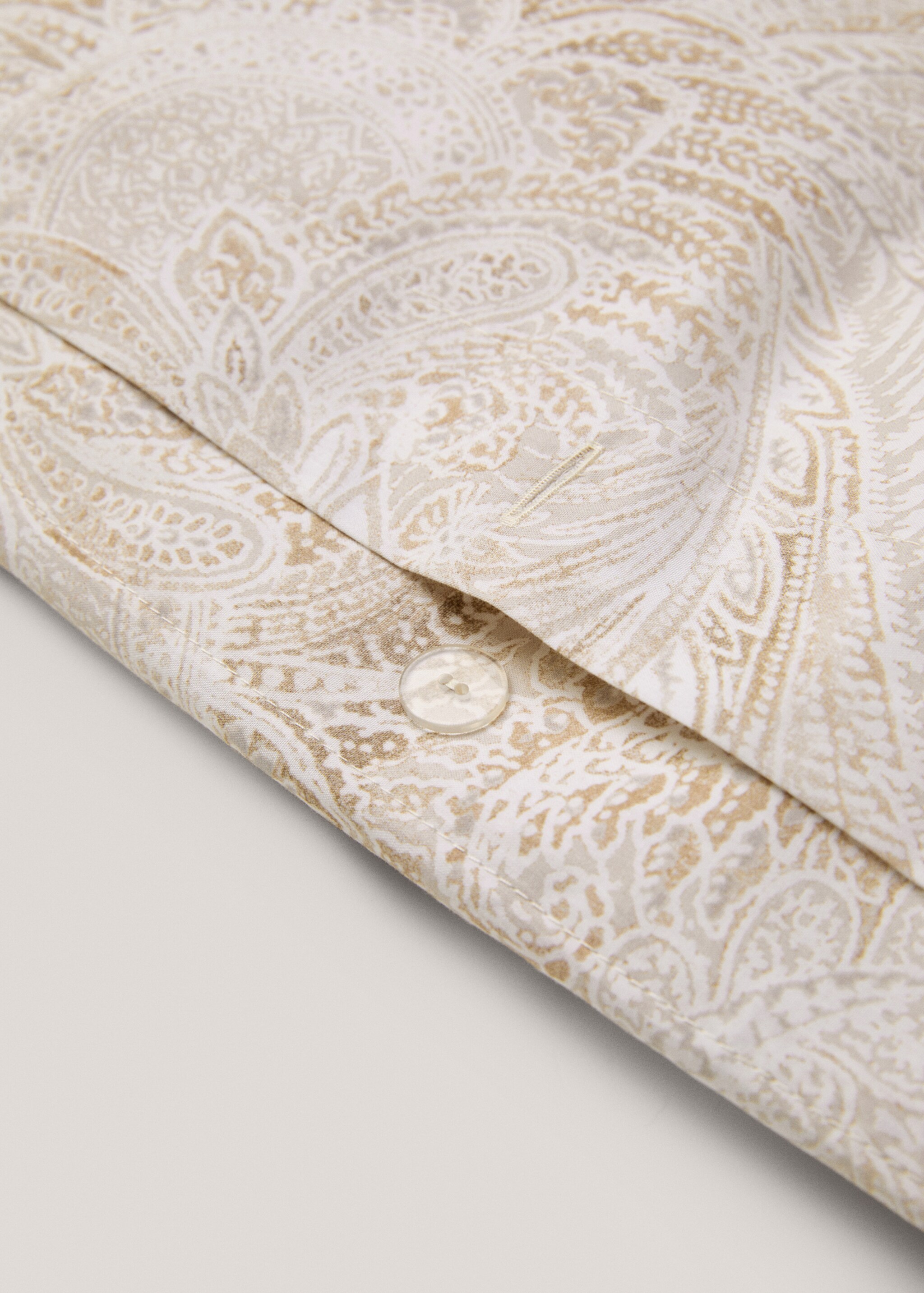 Percale cotton Paisley-print duvet cover for 90cm bed - Details of the article 3, Beige. Ref: 77027705-00.