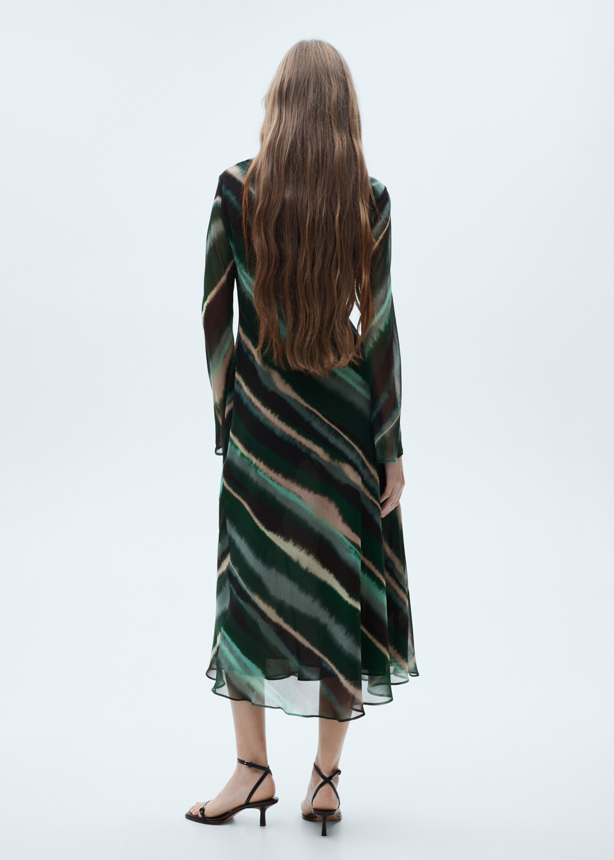 Printed turtleneck dress - Reverse of the article, Green. Ref: 77027717-00.