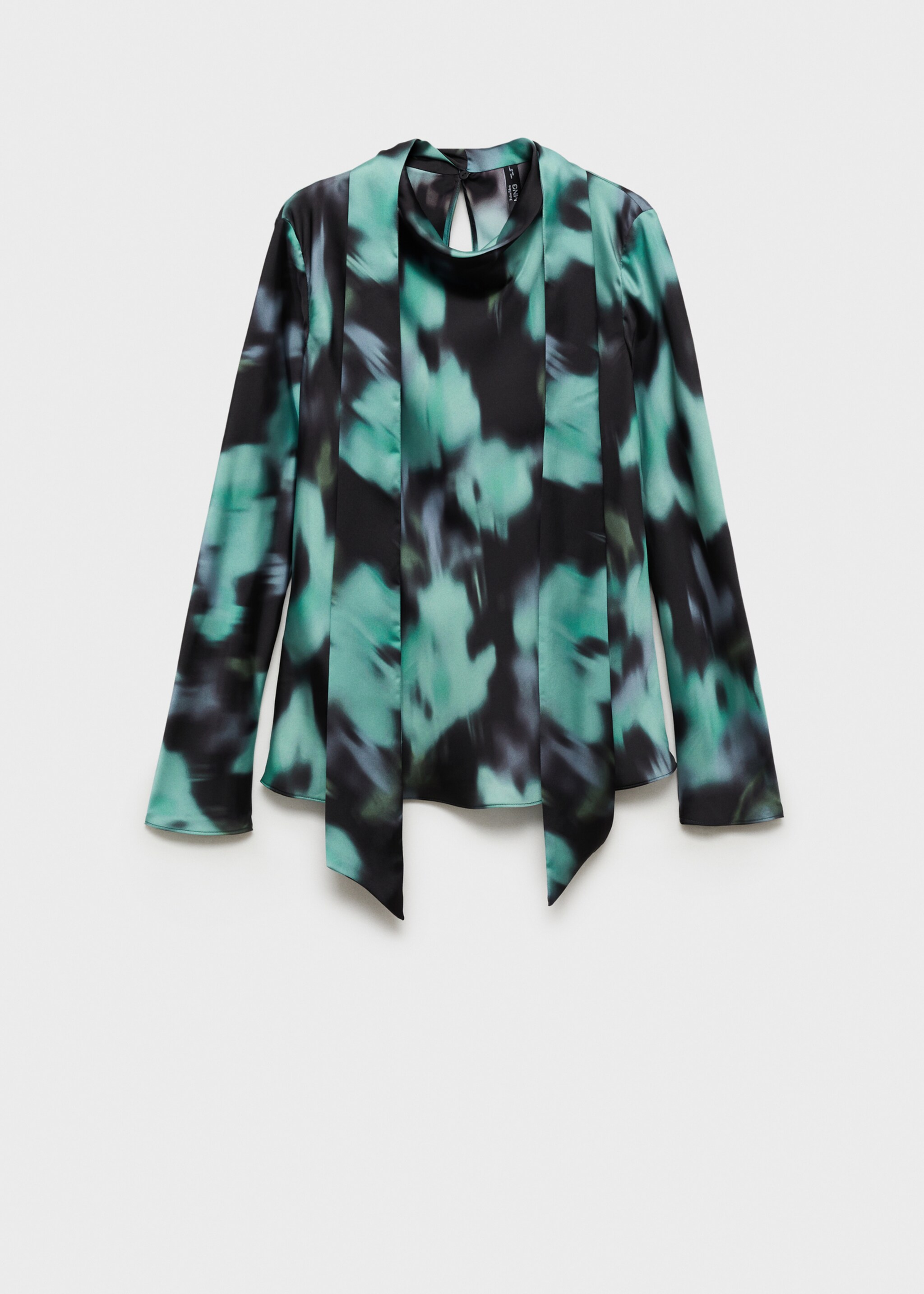 Printed blouse with bow - Article without model, Black. Ref: 77027718-00.