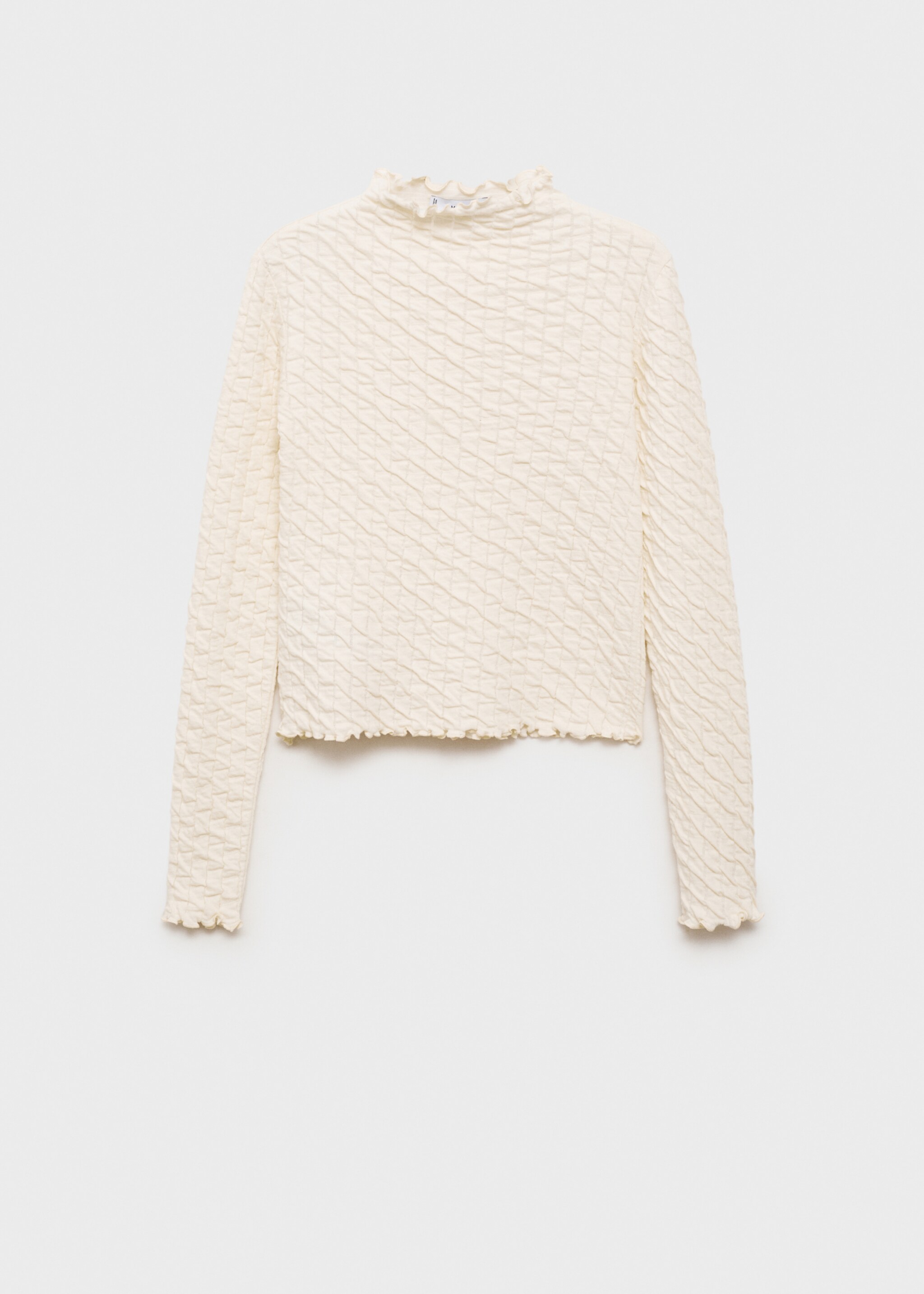 Long-sleeved t-shirt with ruffles - Article without model, Ecru. Ref: 77027719-00.