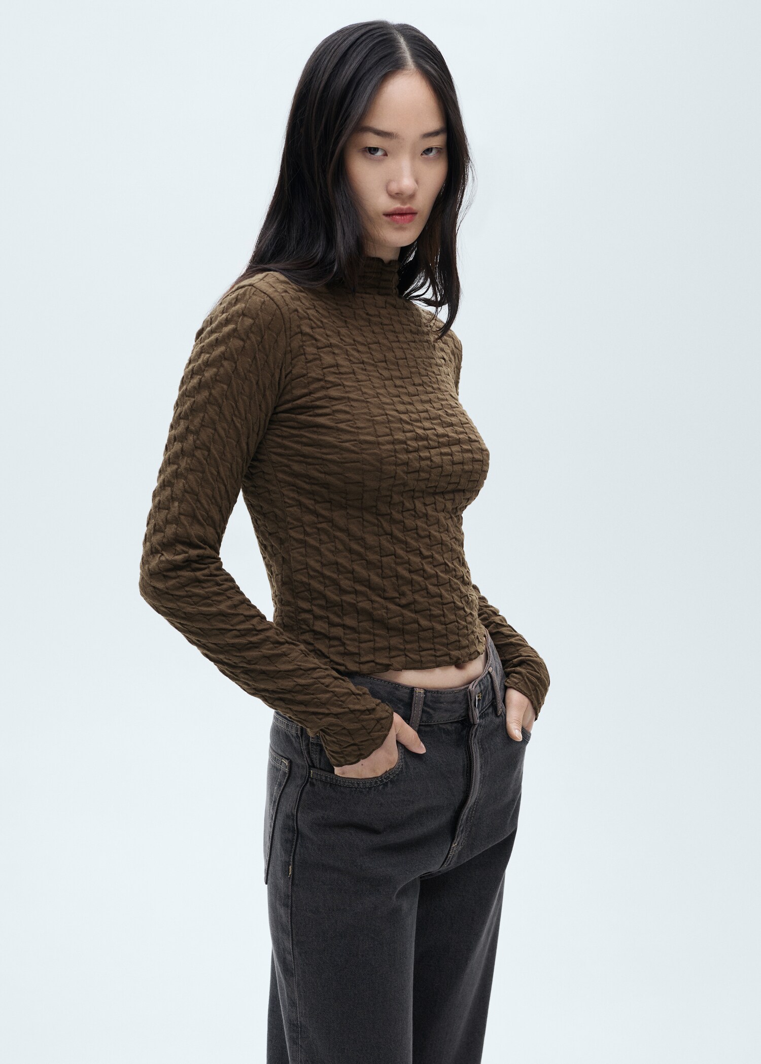 Long-sleeved t-shirt with ruffles - Medium plane