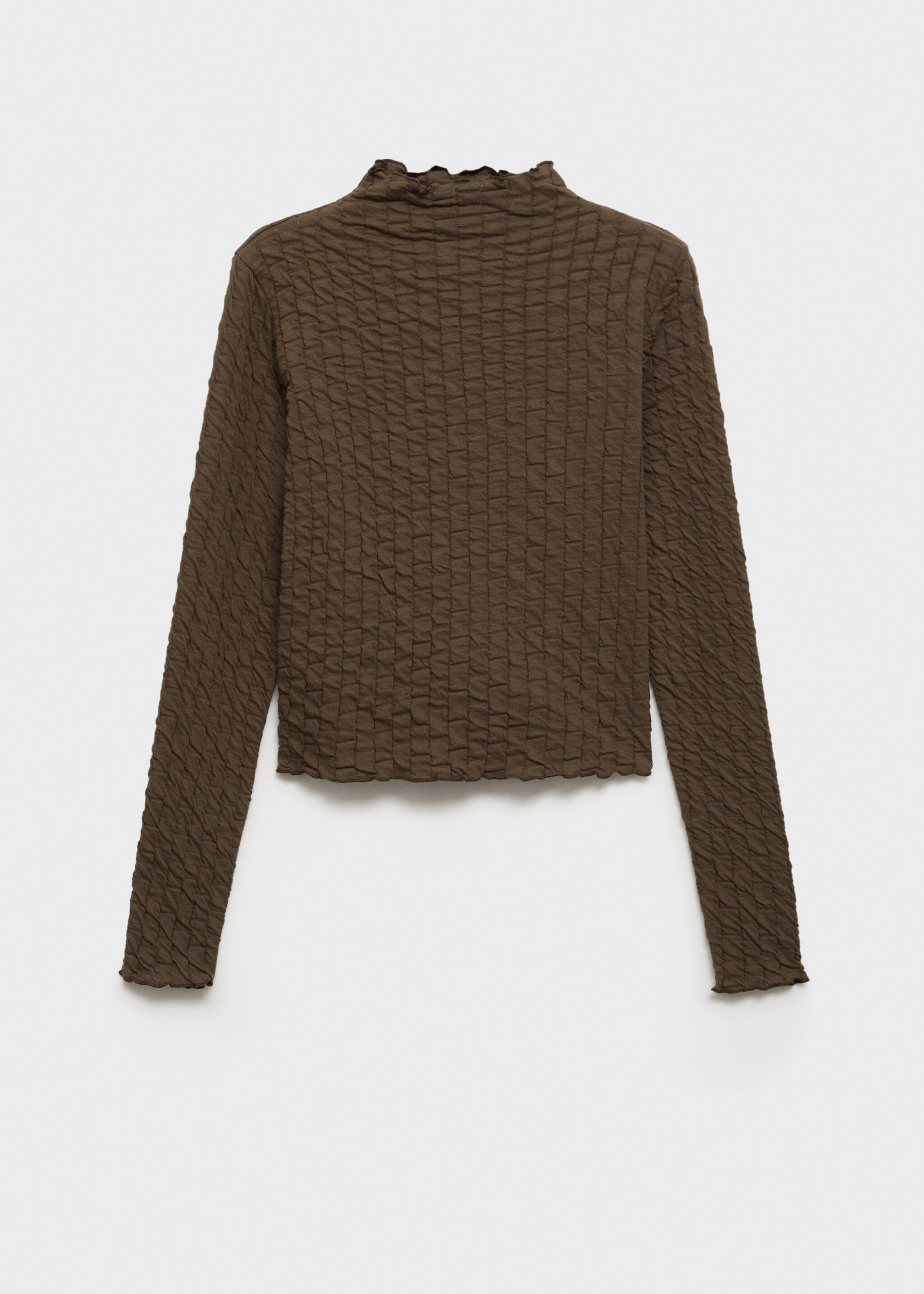 Long-sleeved t-shirt with ruffles - Article without model, Khaki. Ref: 77027719-00.