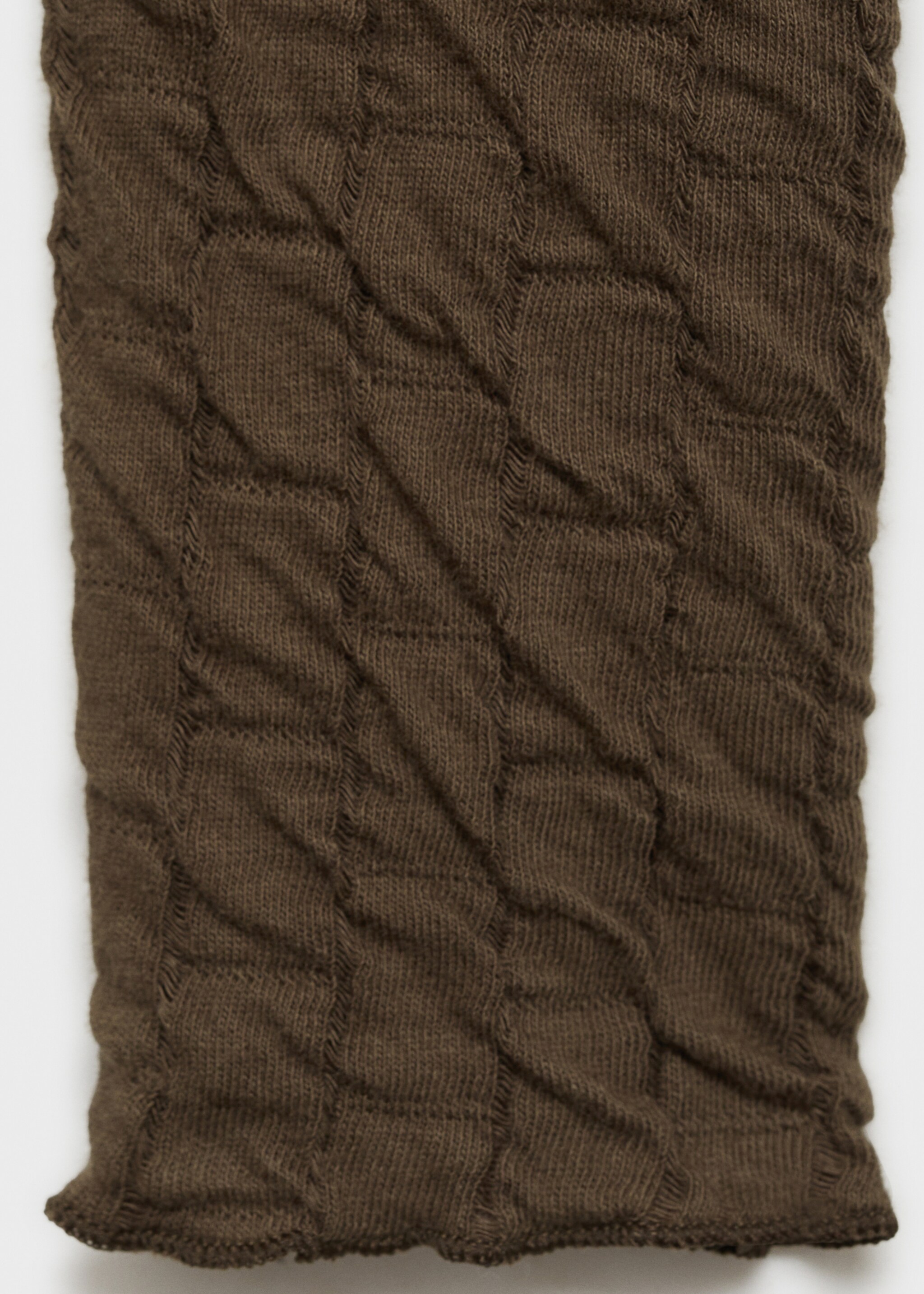 Long-sleeved t-shirt with ruffles - Details of the article 0, Khaki. Ref: 77027719-00.