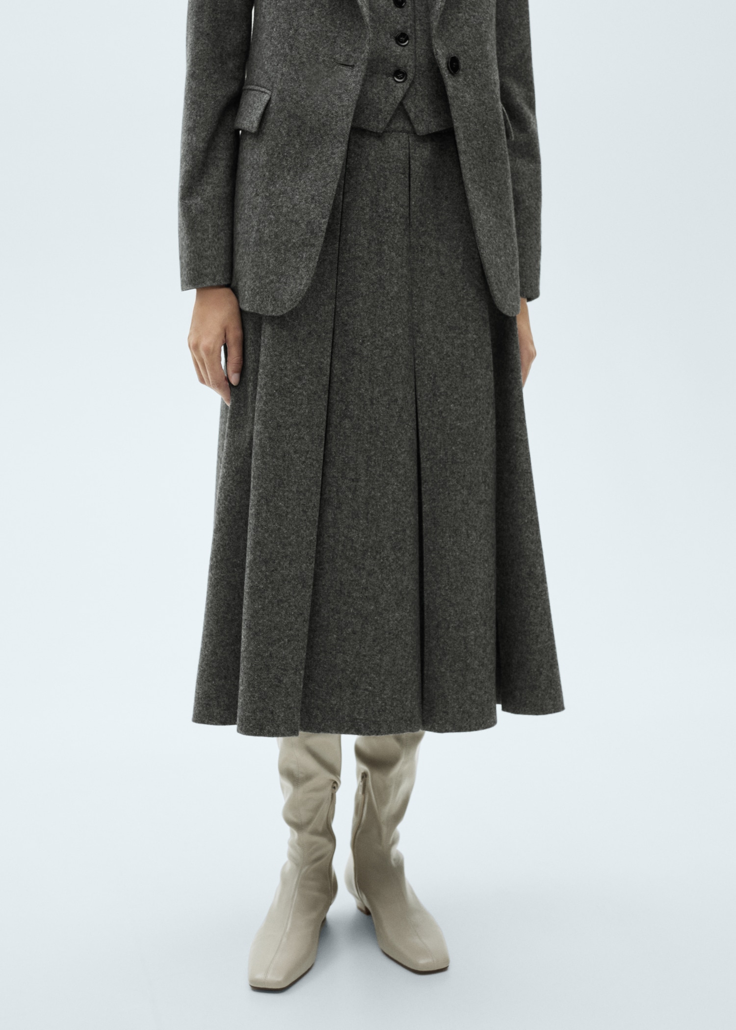 Marbled wool pleated skirt - Medium plane