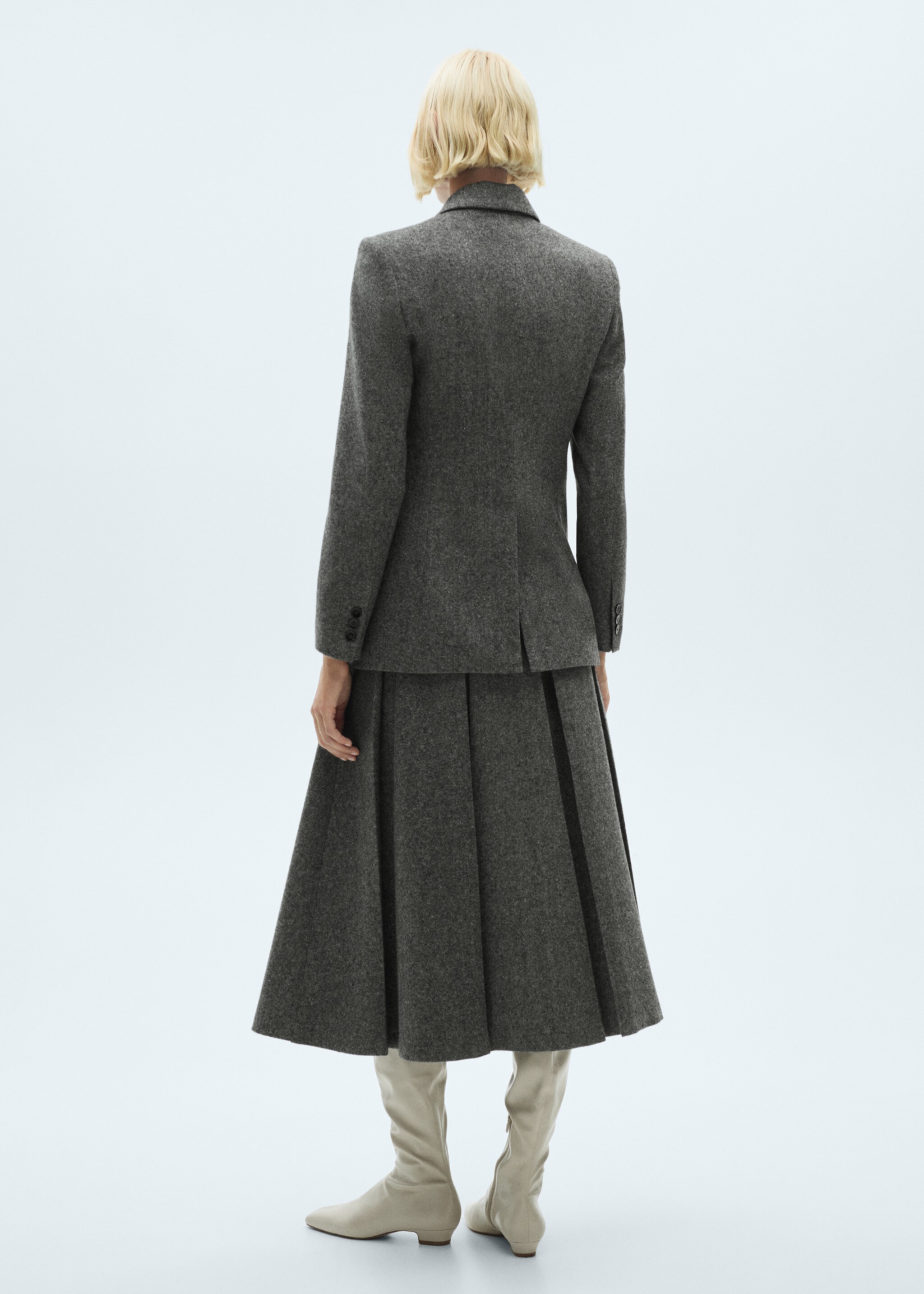 Falda lana jaspeada tablas - Reverso del artículo, Gris. Ref: 77027721-00.