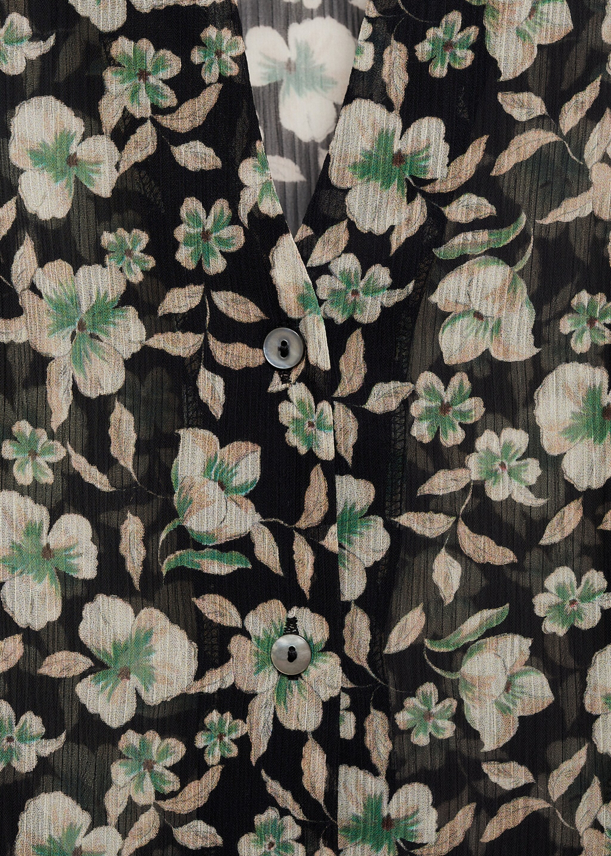 Geblümtes Chiffonhemd - Detail des Artikels 8, Schwarz. Ref: 77027722-00.