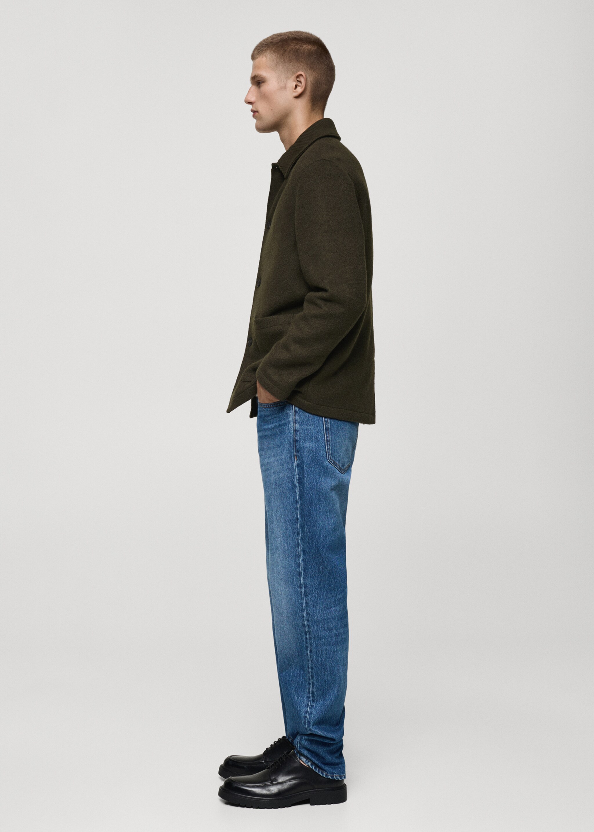 Jakke i krøllete ull med lommer - Artikkeldetalj 2, Khaki. Ref: 77027914-00.