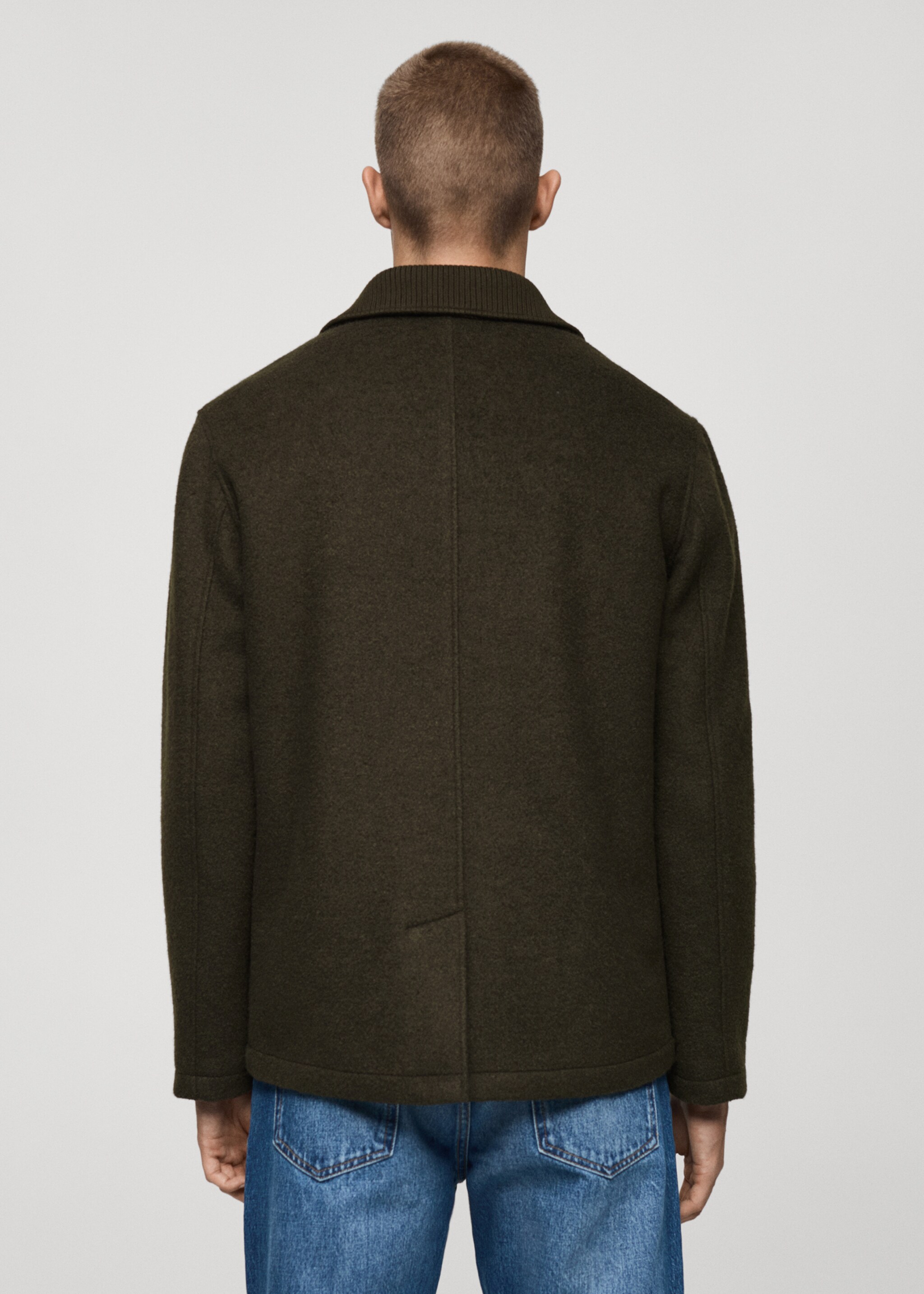 Jakke i krøllete ull med lommer - Baksiden av artikkelen, Khaki. Ref: 77027914-00.