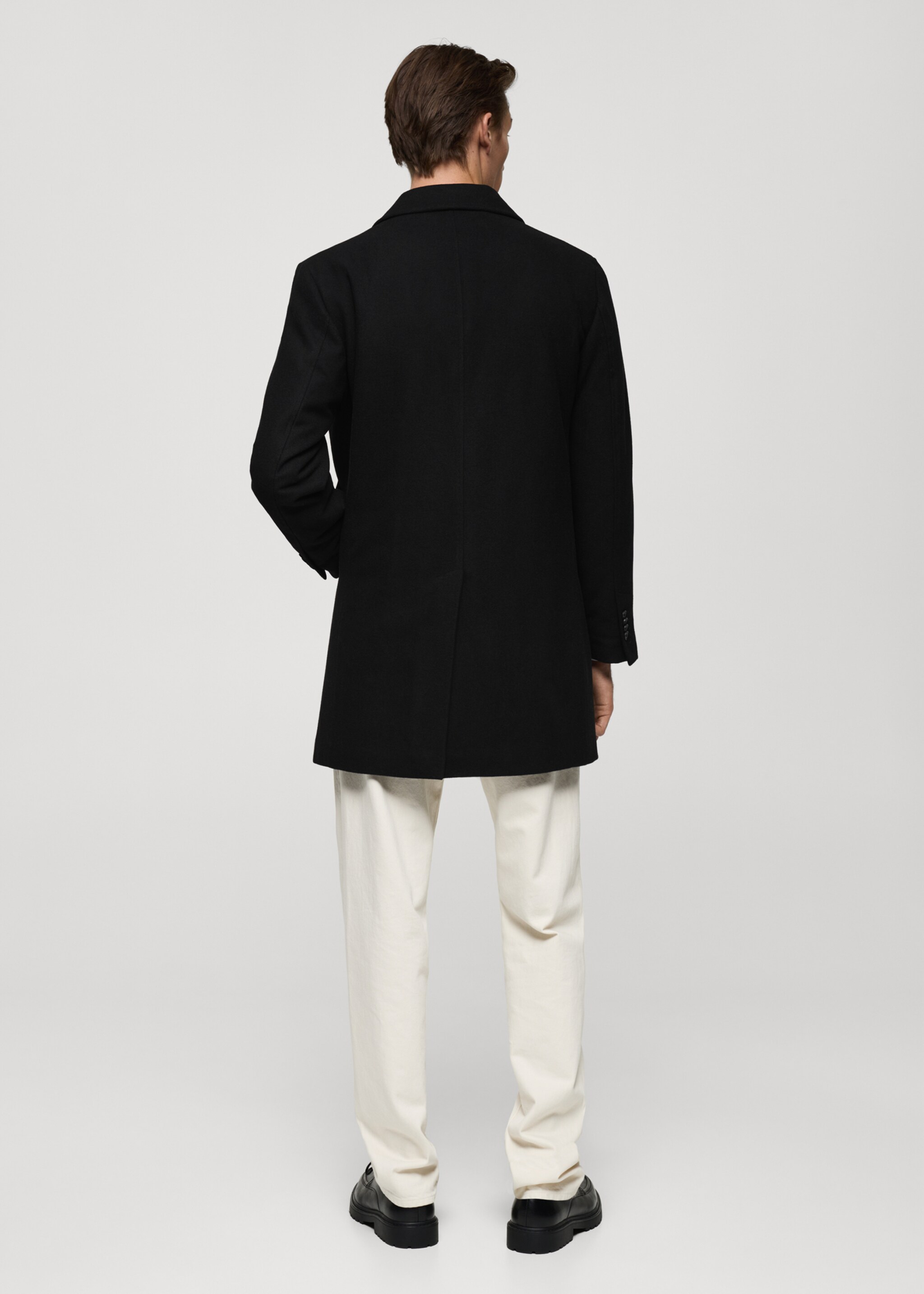 Regular fit quilted wool coat - Reverse of the article, Black. Ref: 77027915-00.