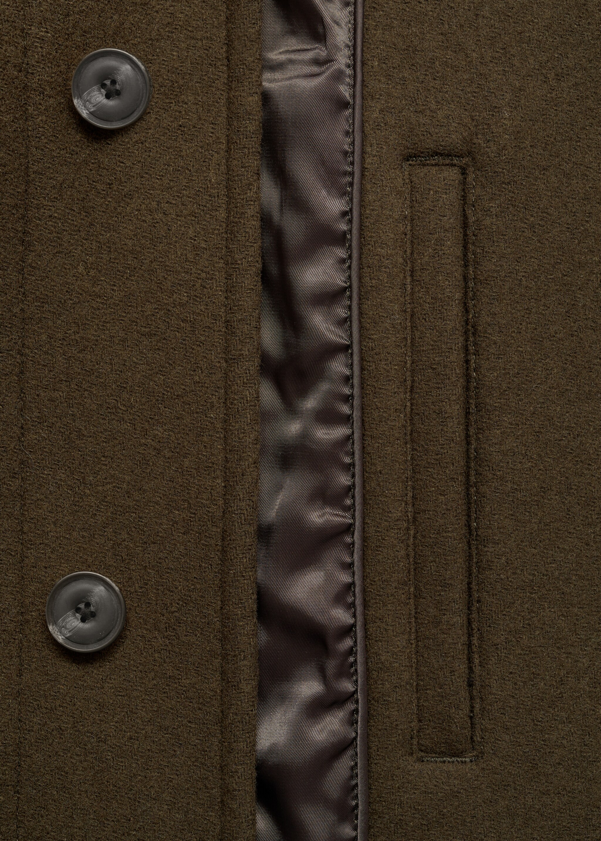 Wollmantel mit abnehmbarer Kapuze - Detail des Artikels 0, Khaki. Ref: 77027916-00.