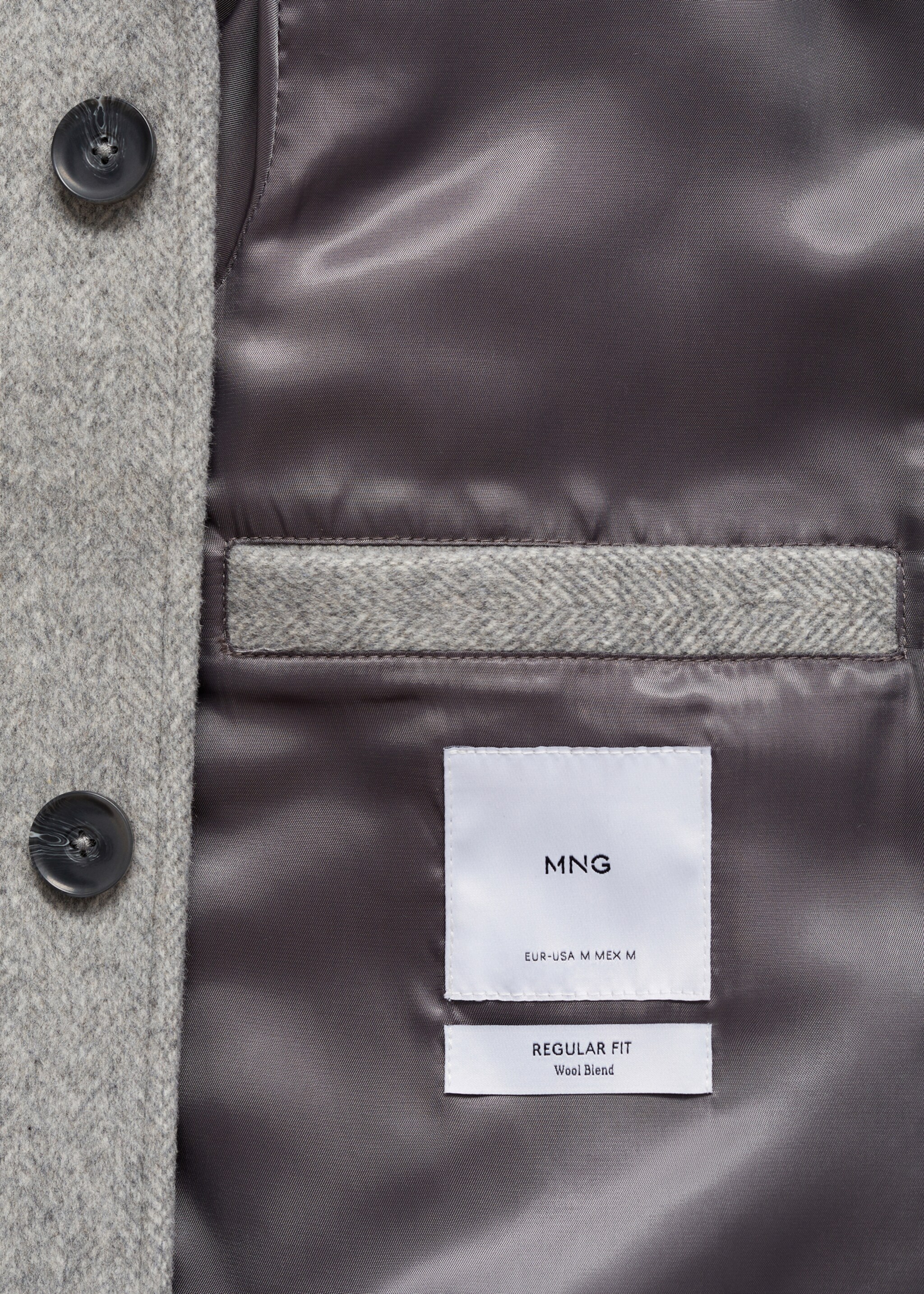 Regular-fit herringbone wool coat - Details of the article 0, Grey. Ref: 77027918-00.