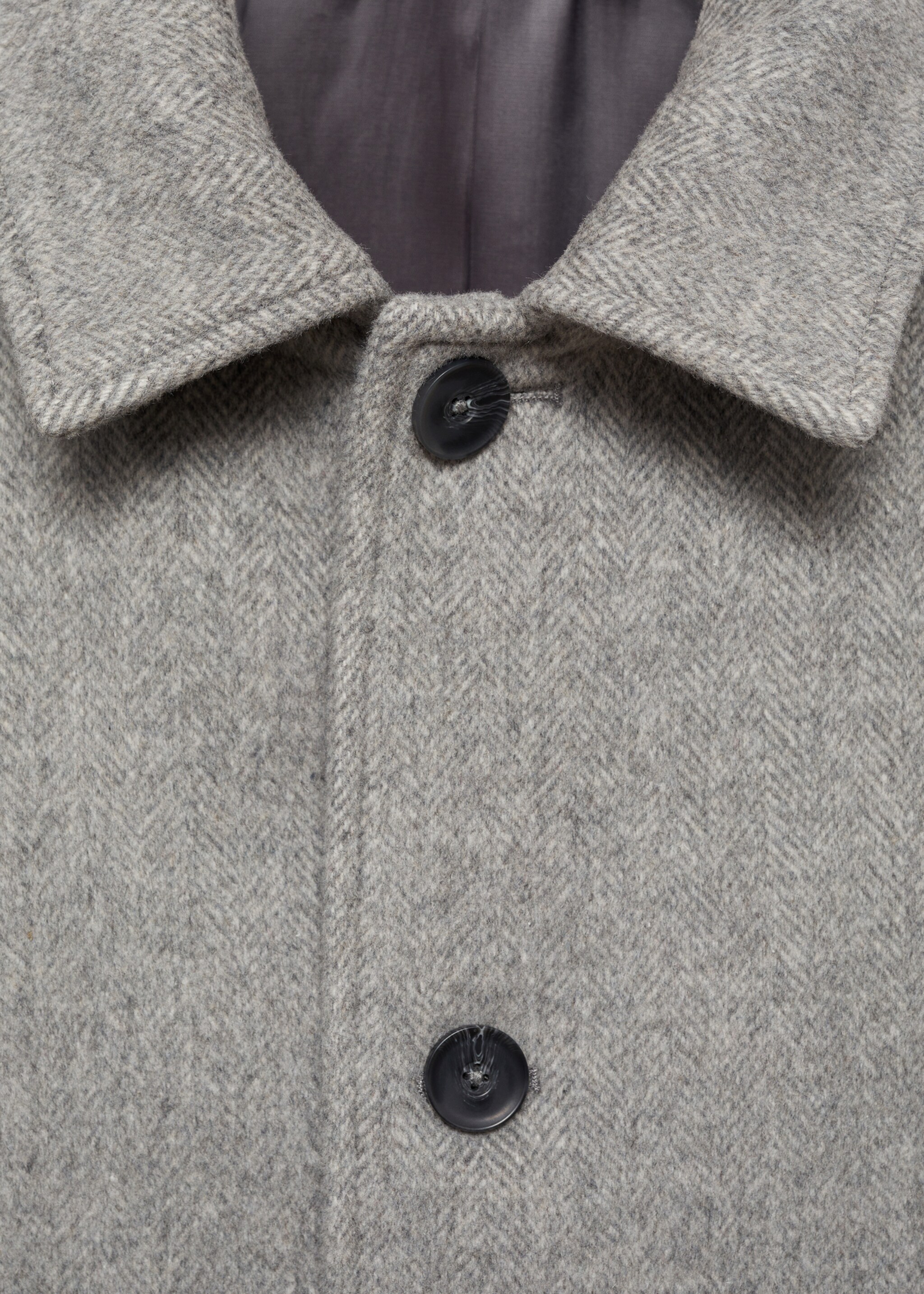 Regular-fit herringbone wool coat - Details of the article 8, Grey. Ref: 77027918-00.