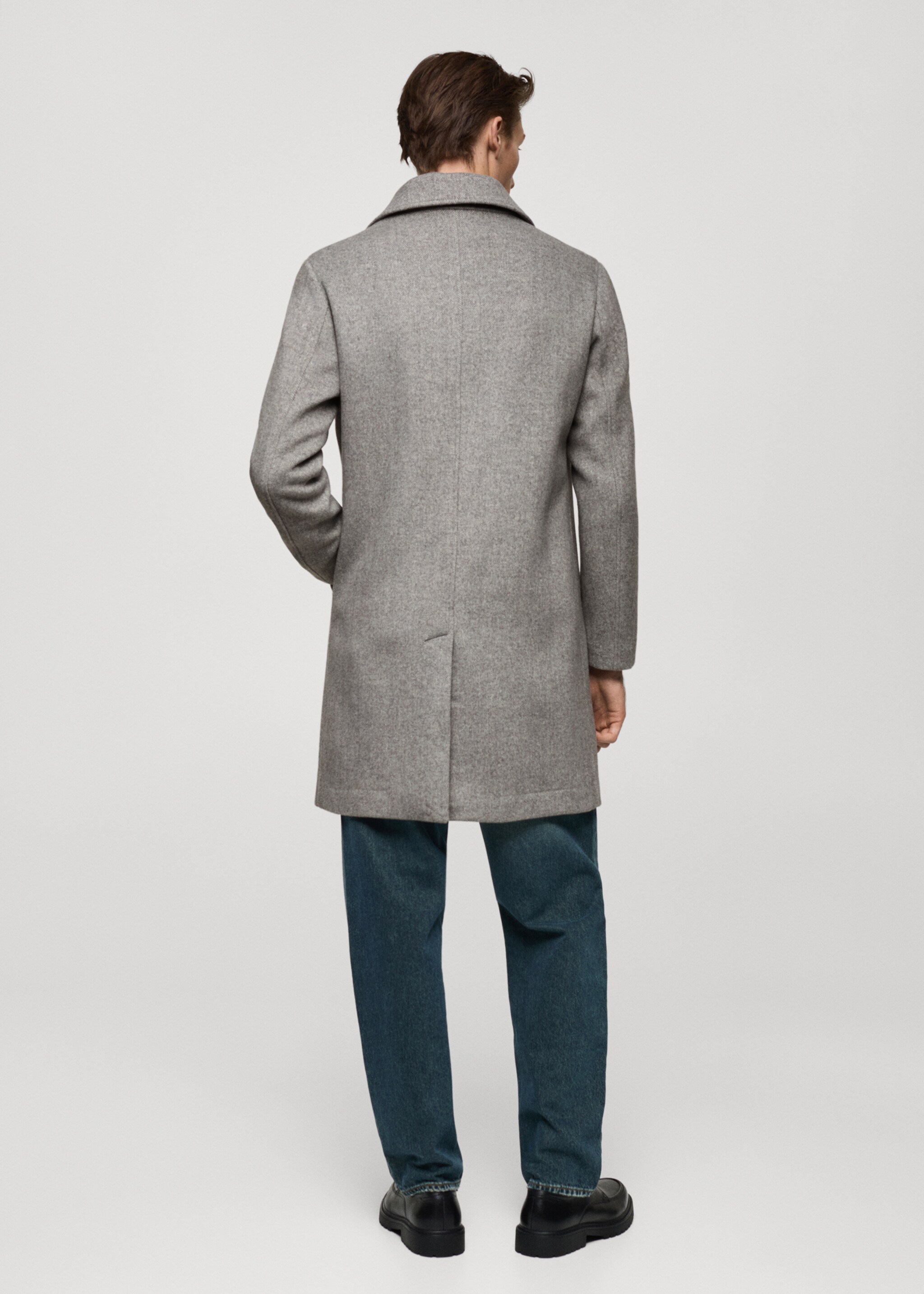 Regular-fit herringbone wool coat - Reverse of the article, Grey. Ref: 77027918-00.