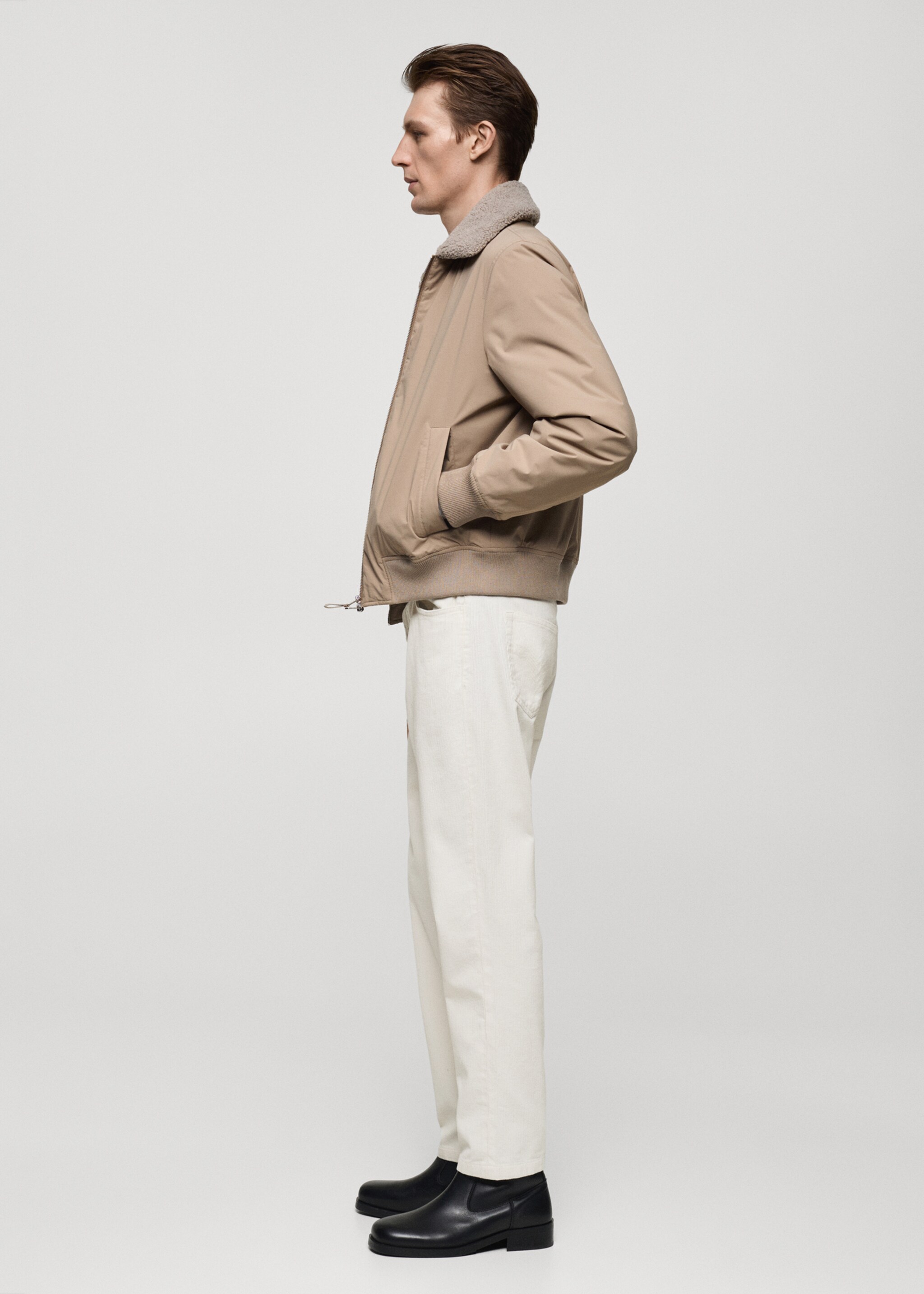 Corduroy regular-fit trousers - Details of the article 2, Off White. Ref: 77027919-00.