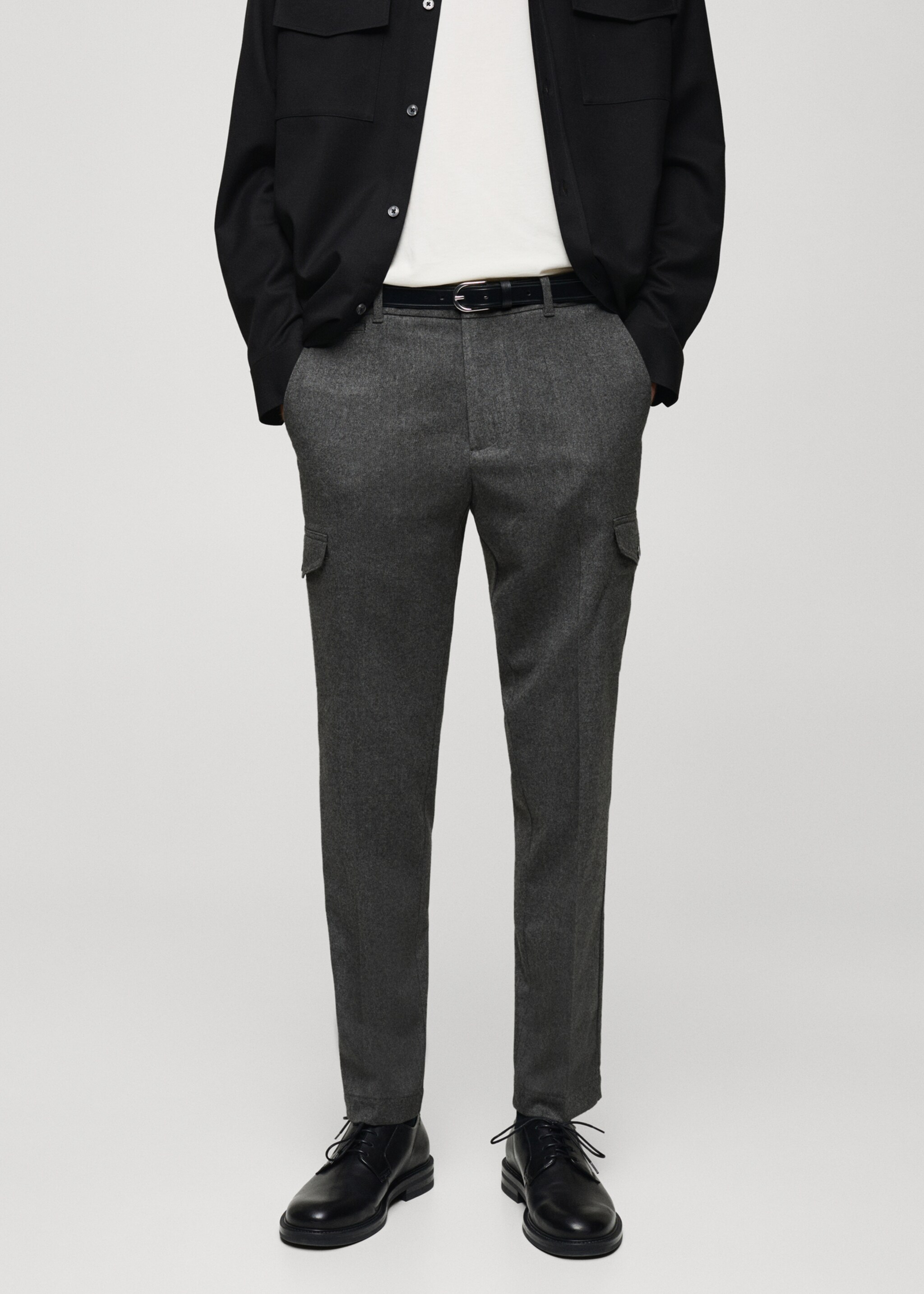 Pantalón cargo franela - Plano medio, Gris claro vigoré. Ref: 77027920-00.