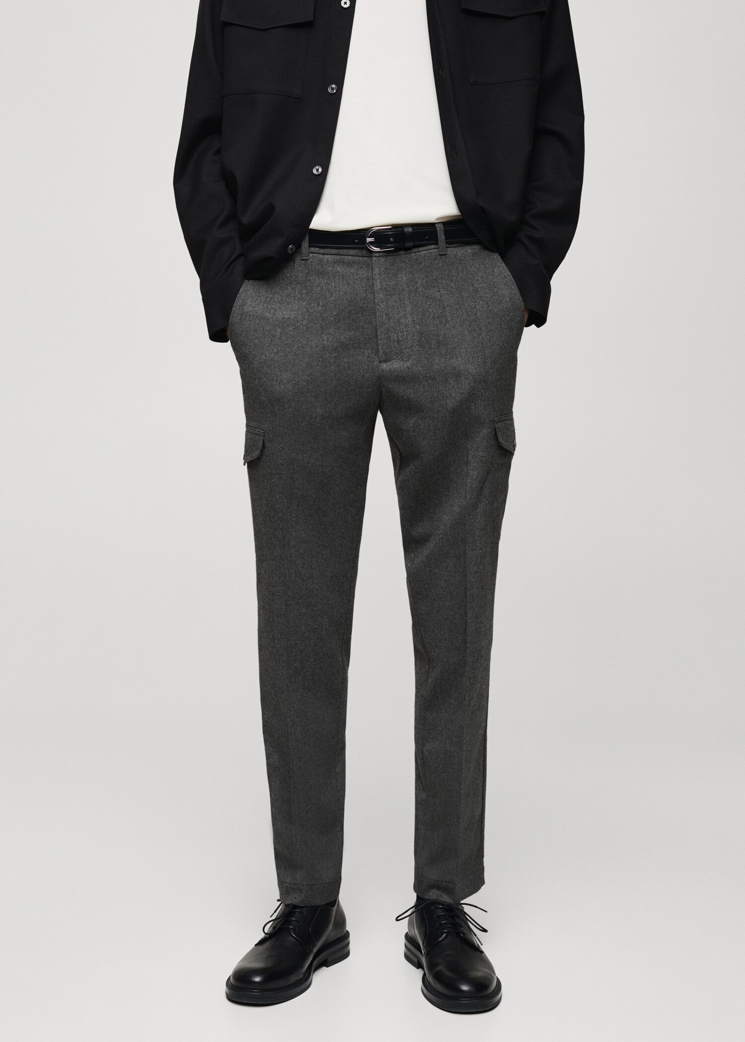 Flannel cargo trousers - Medium plane