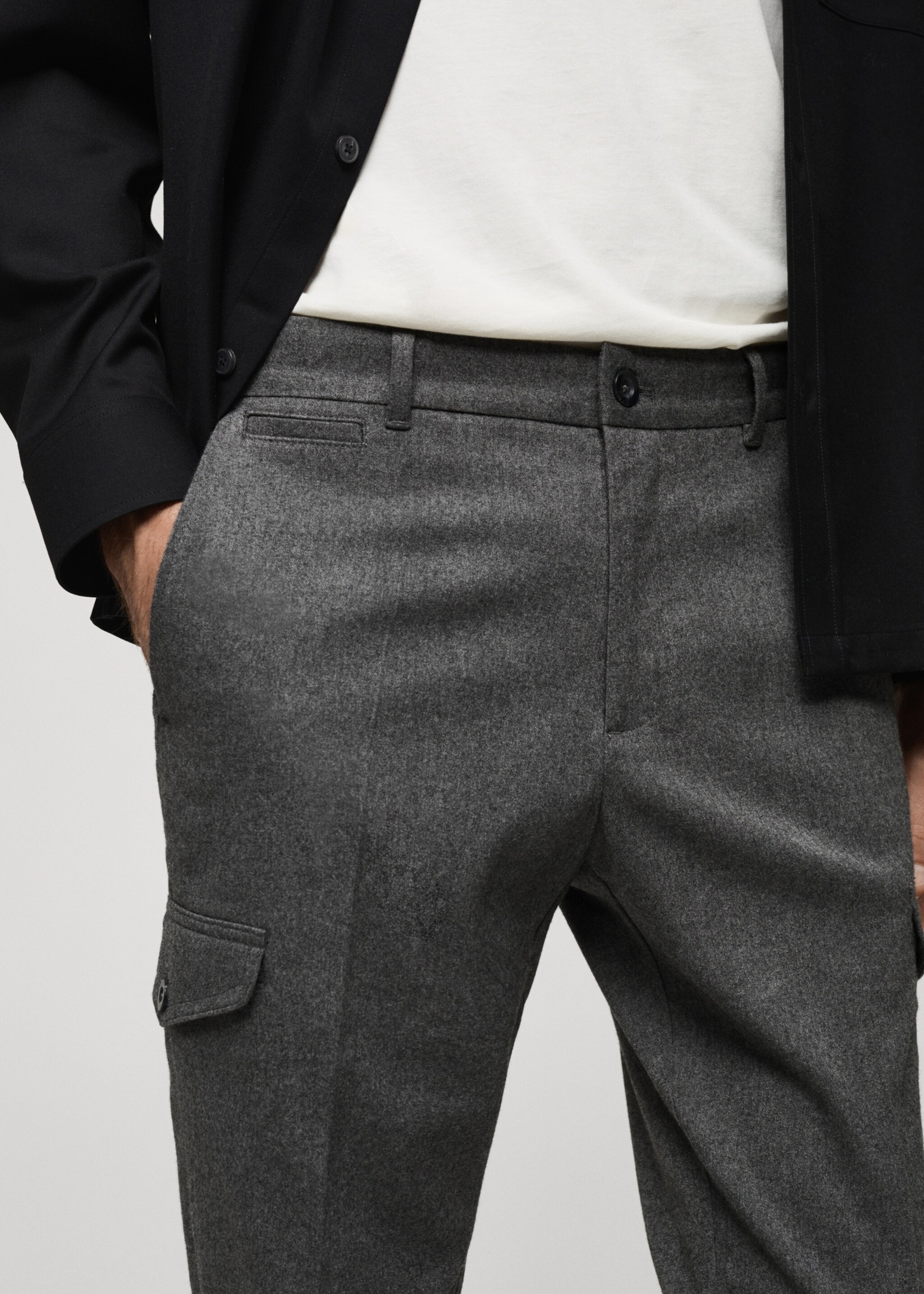 Pantalón cargo franela - Detalle del artículo 1, Gris claro vigoré. Ref: 77027920-00.