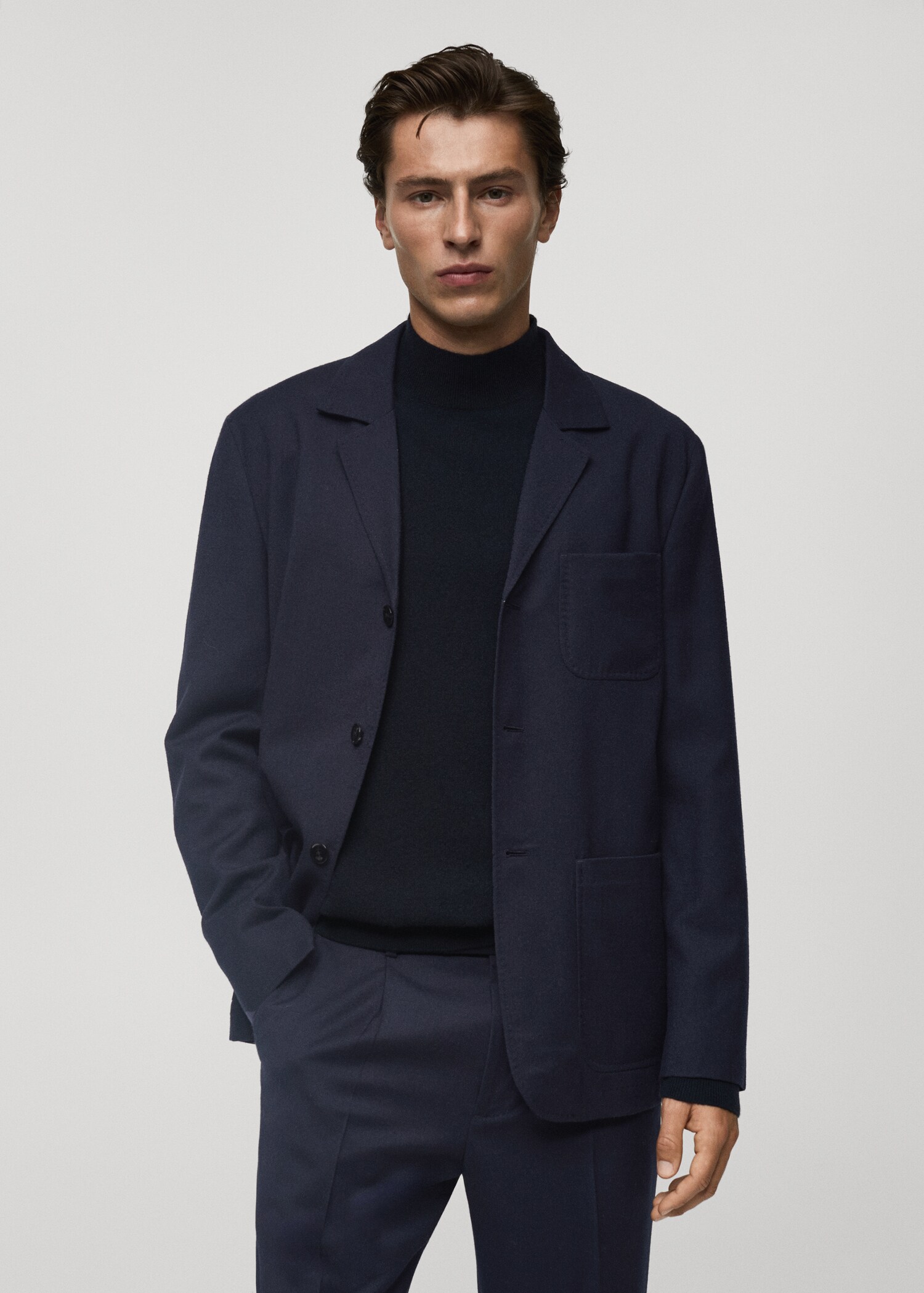 100% virgin wool flannel suit jacket - Medium plane