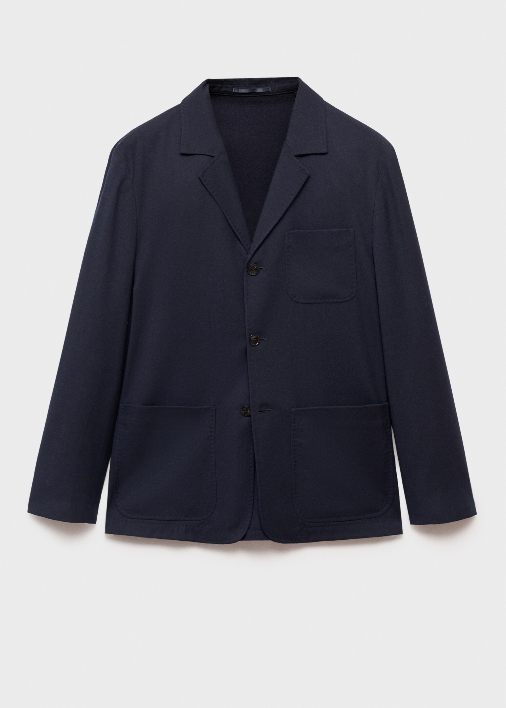100% virgin wool flannel suit jacket - Article without model, Dark Navy. Ref: 77027922-00.