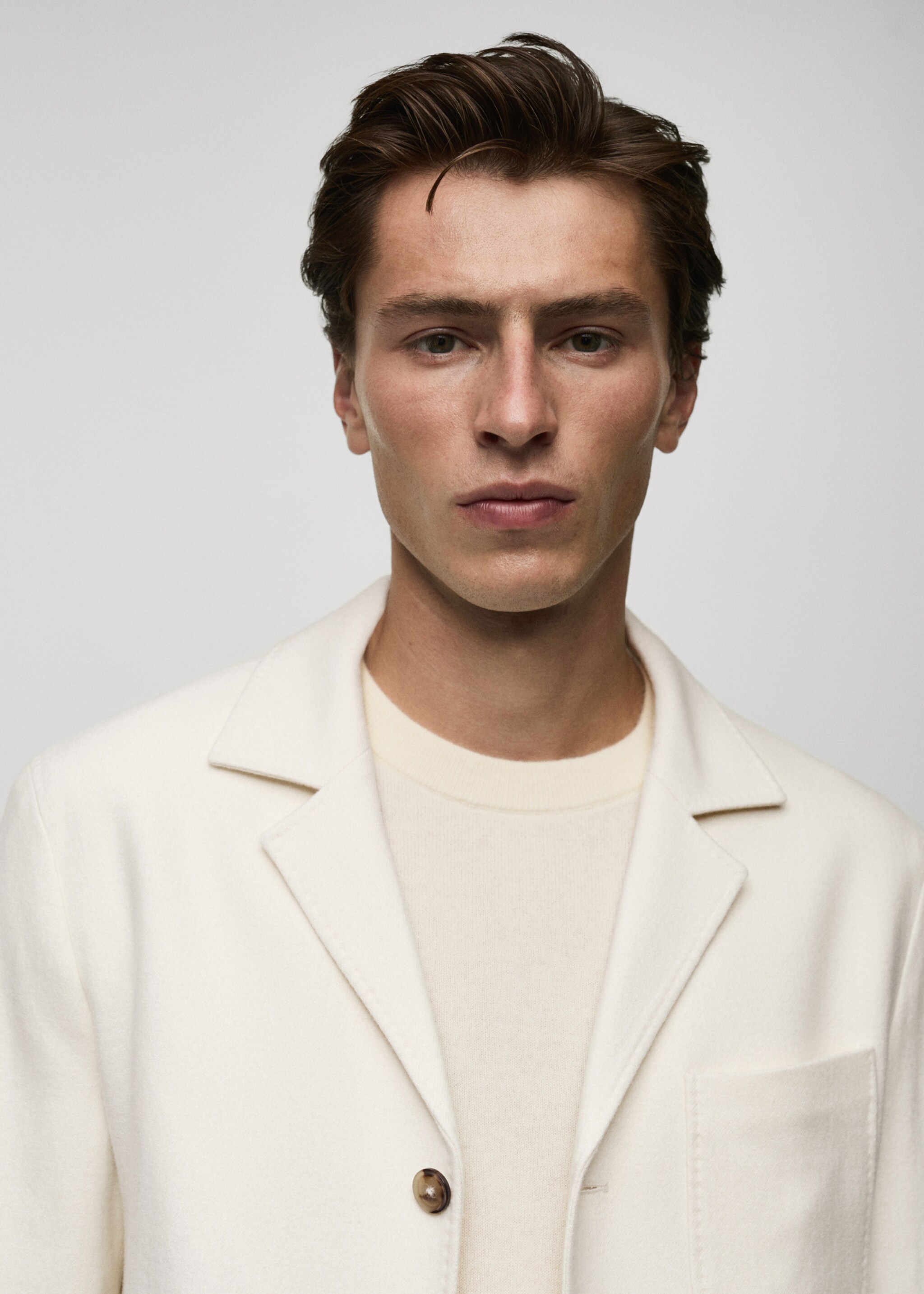 Italian virgin wool flannel suit jacket - Details of the article 1, White. Ref: 77027923-00.