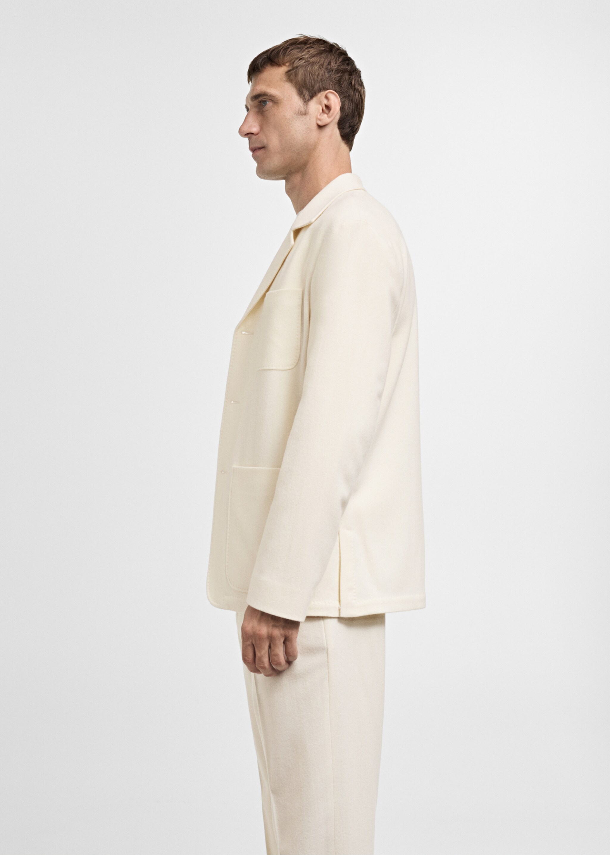 Italian virgin wool flannel suit jacket - Details of the article 2, White. Ref: 77027923-00.