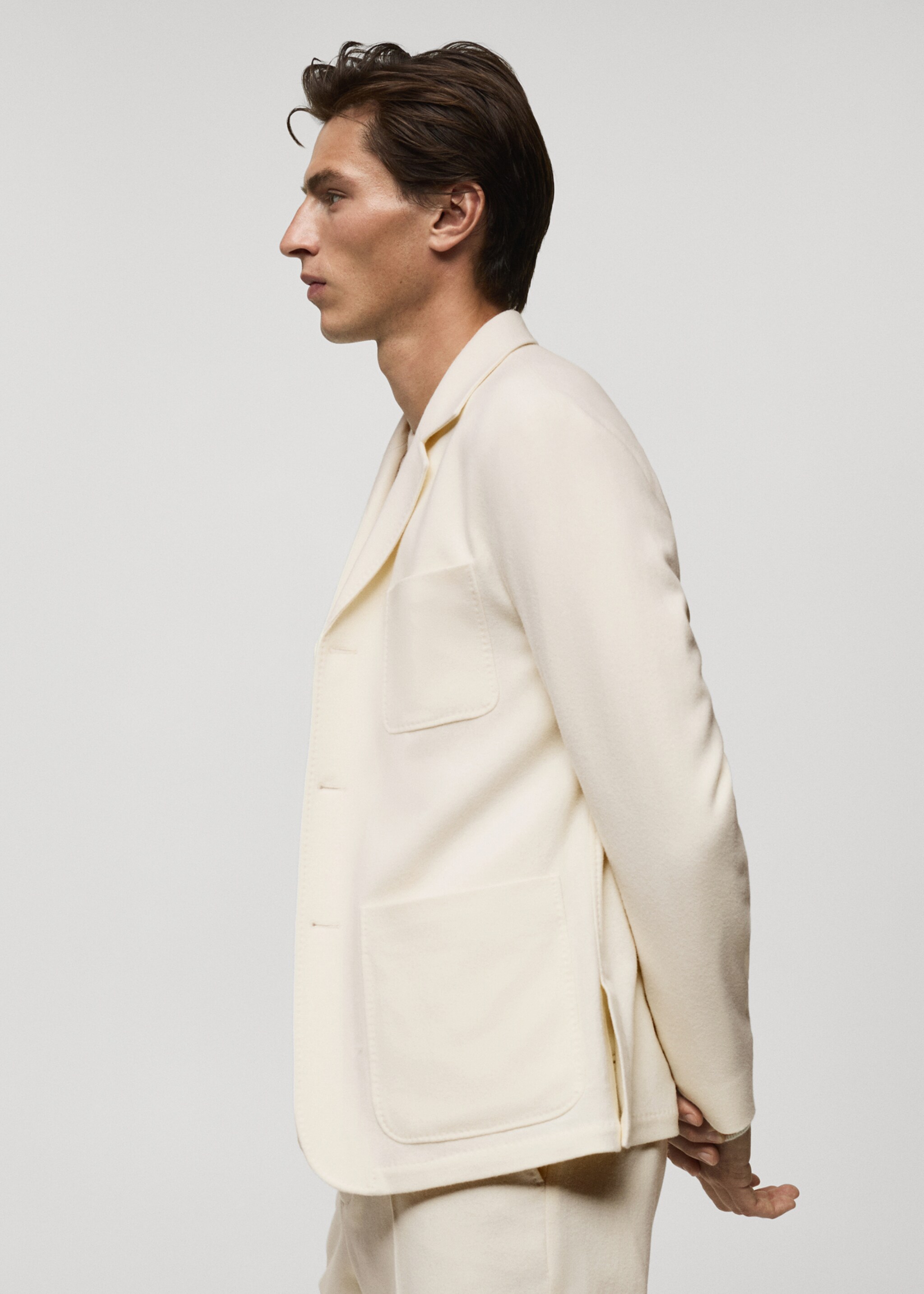 Italian virgin wool flannel suit jacket - Details of the article 6, White. Ref: 77027923-00.