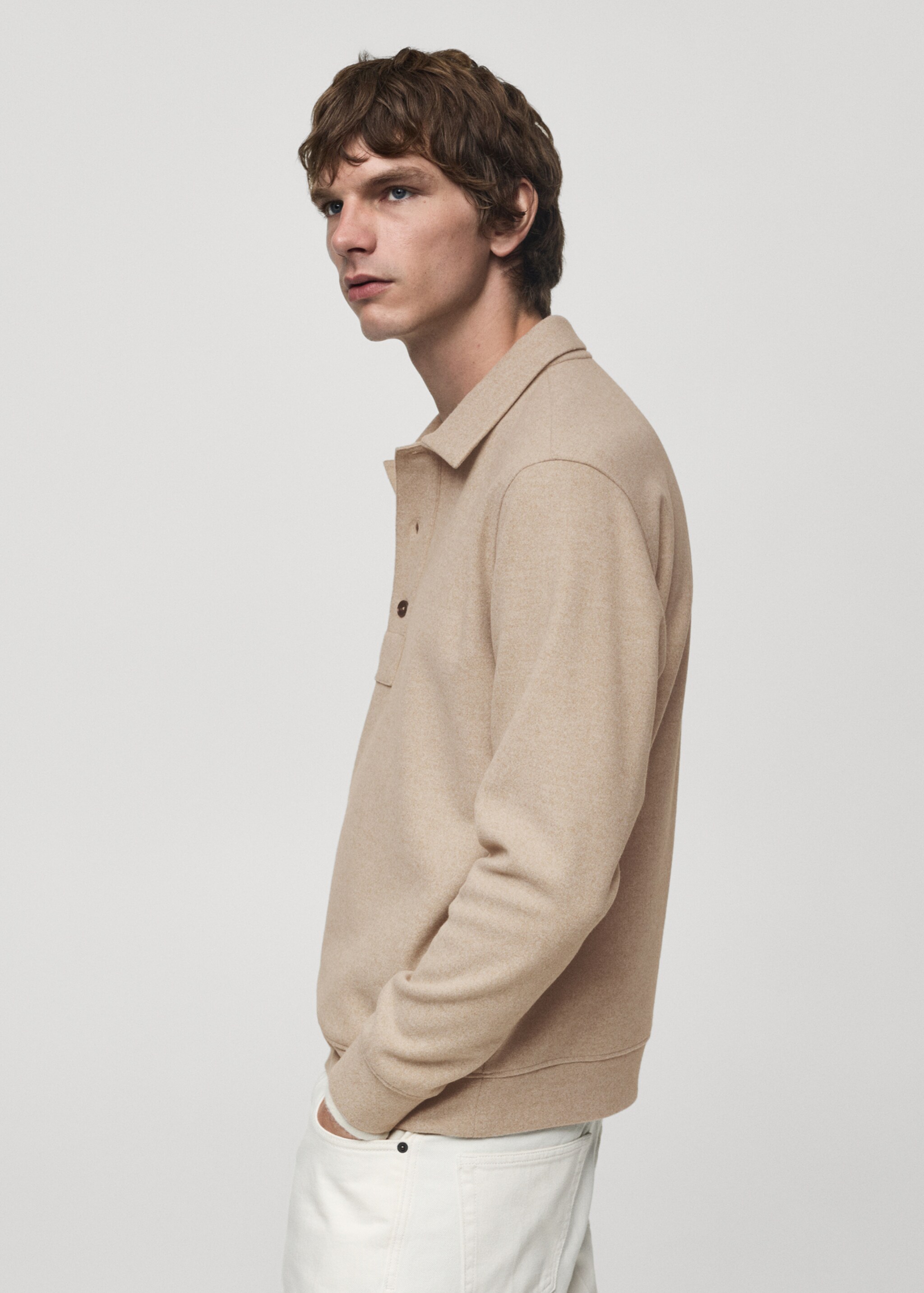 Πόλο regular fit ύφασμα φούτερ - Λεπτομέρεια του προϊόντος 2, Άμμος. Ref: 77027925-00.