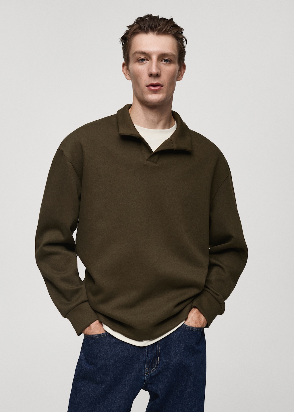 Relaxed-fit polo sweatshirt - Men | MANGO OUTLET USA