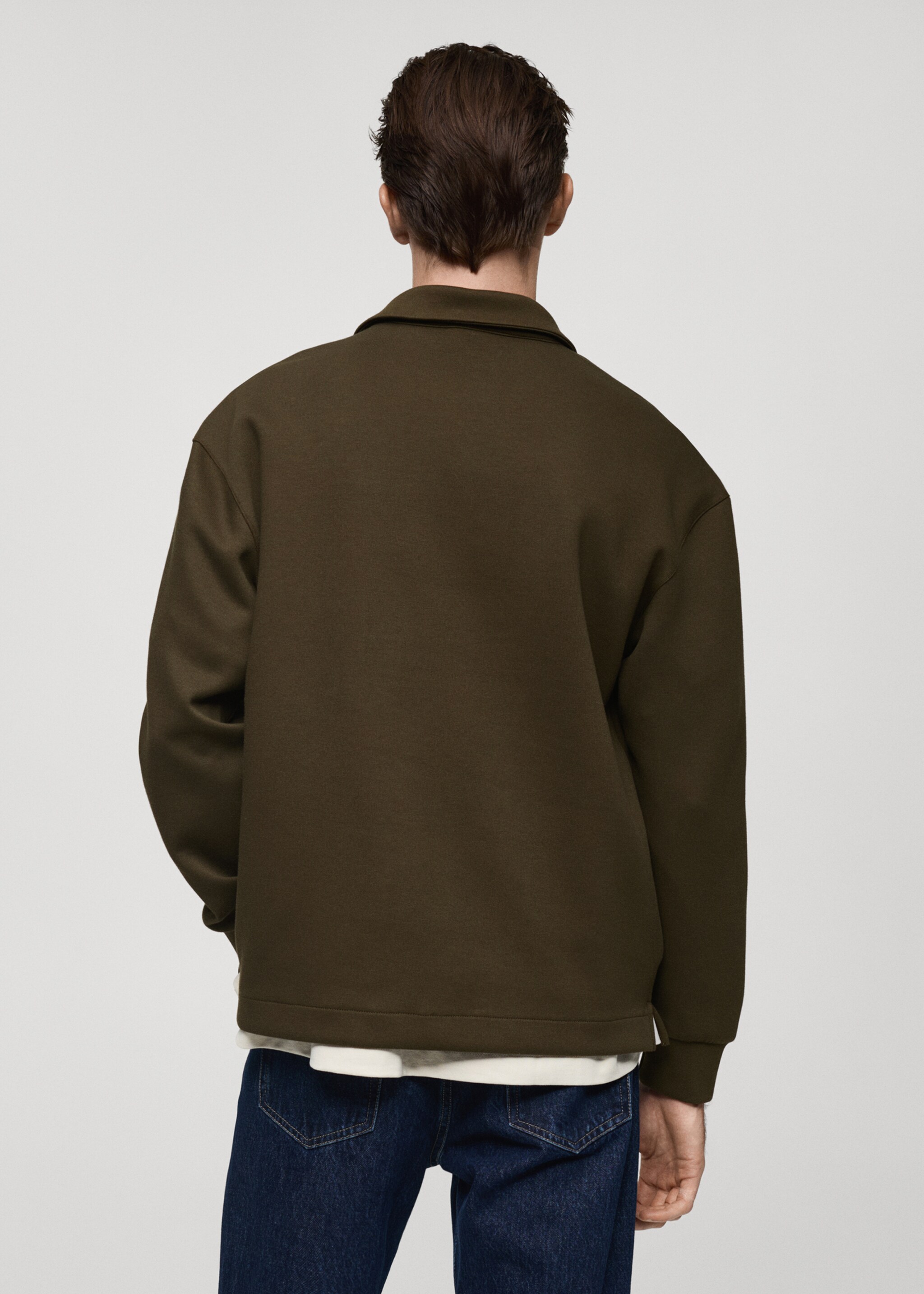 Relaxed Fit-Polosweatshirt - Rückseite des Artikels, Khaki. Ref: 77027928-00.