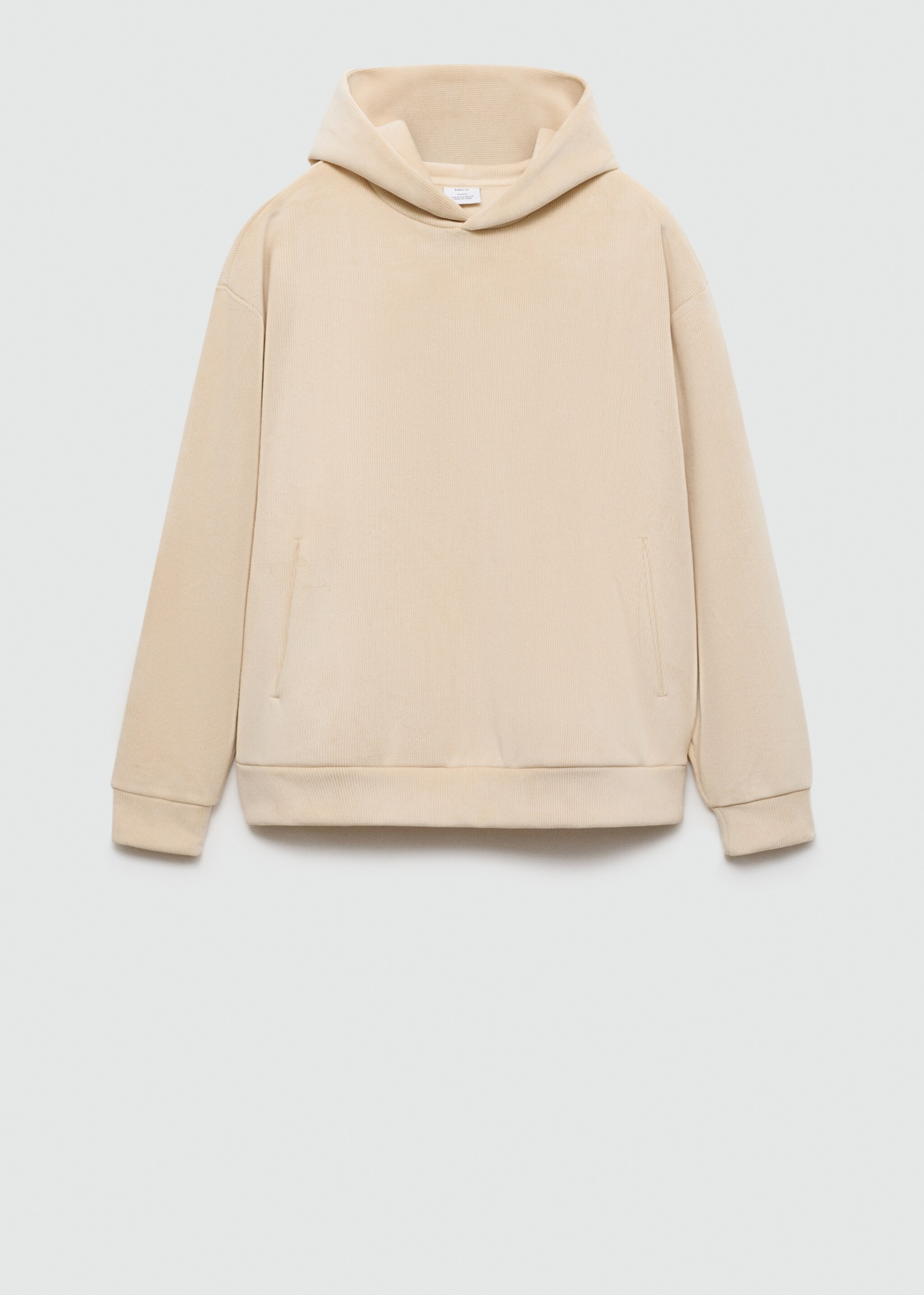 Corduroy hooded sweatshirt - Article without model, Ecru. Ref: 77027929-00.