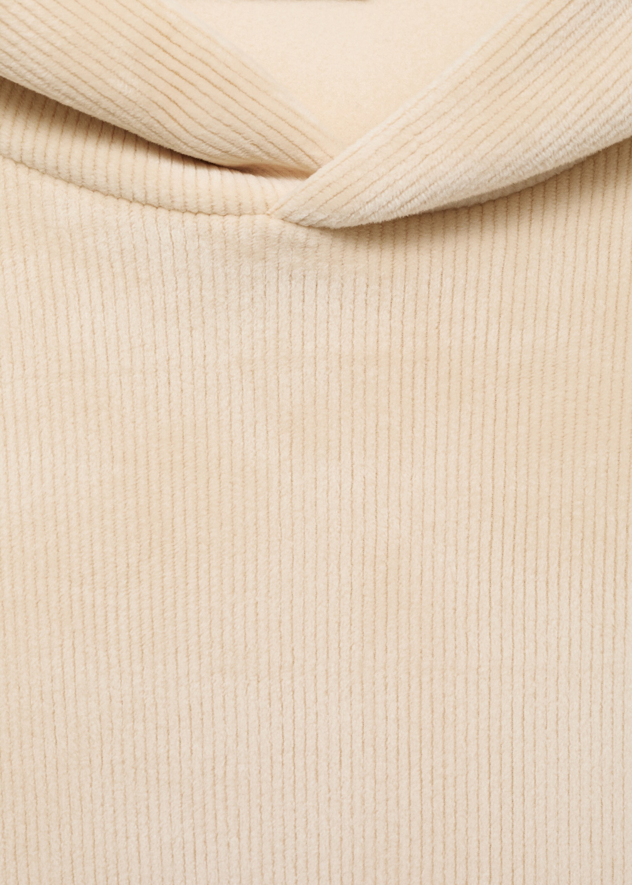 Corduroy hooded sweatshirt - Details of the article 8, Ecru. Ref: 77027929-00.