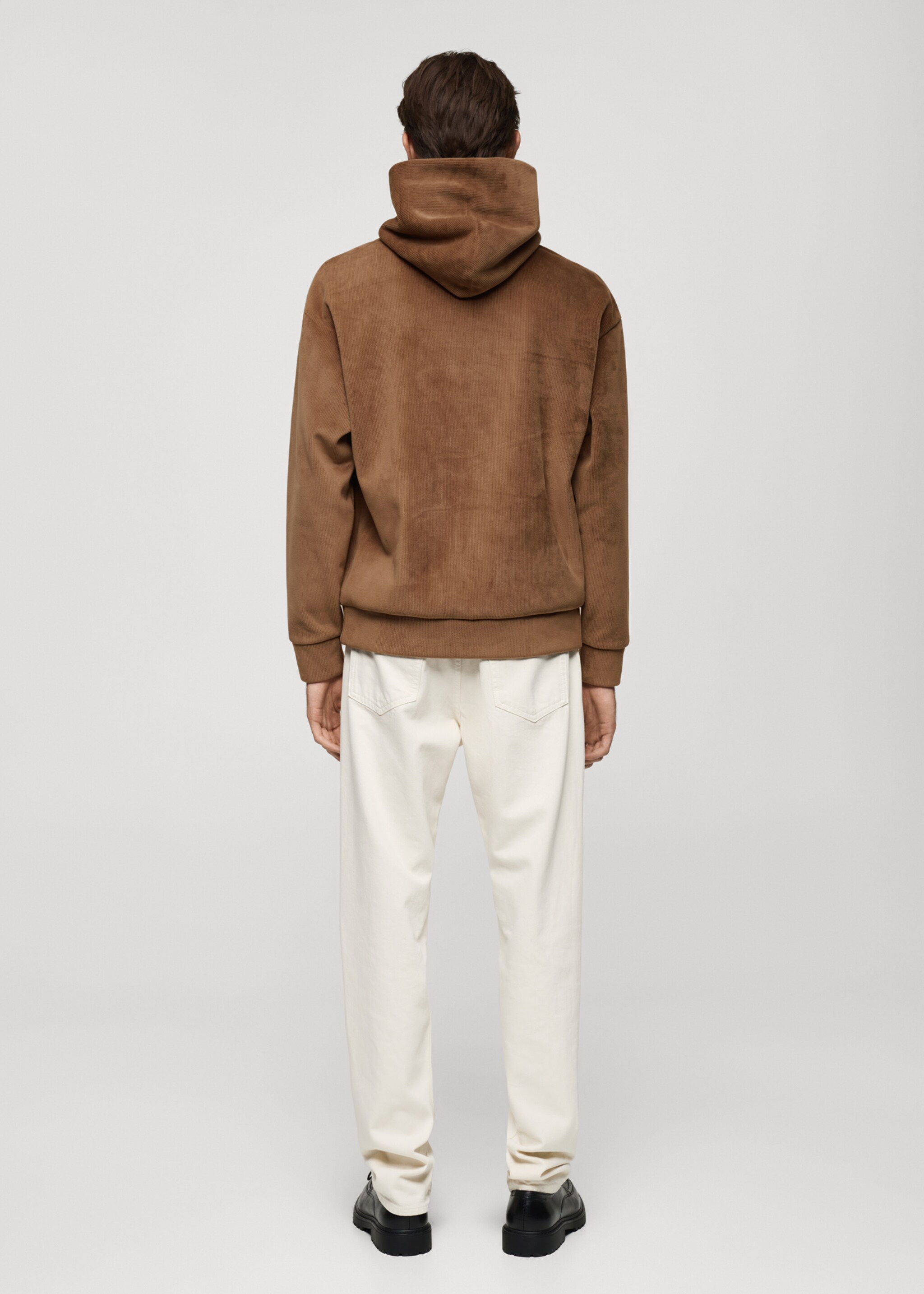 Sweatshirt mit Cord-Kapuze - Rückseite des Artikels, Tobacco-Braun. Ref: 77027929-00.