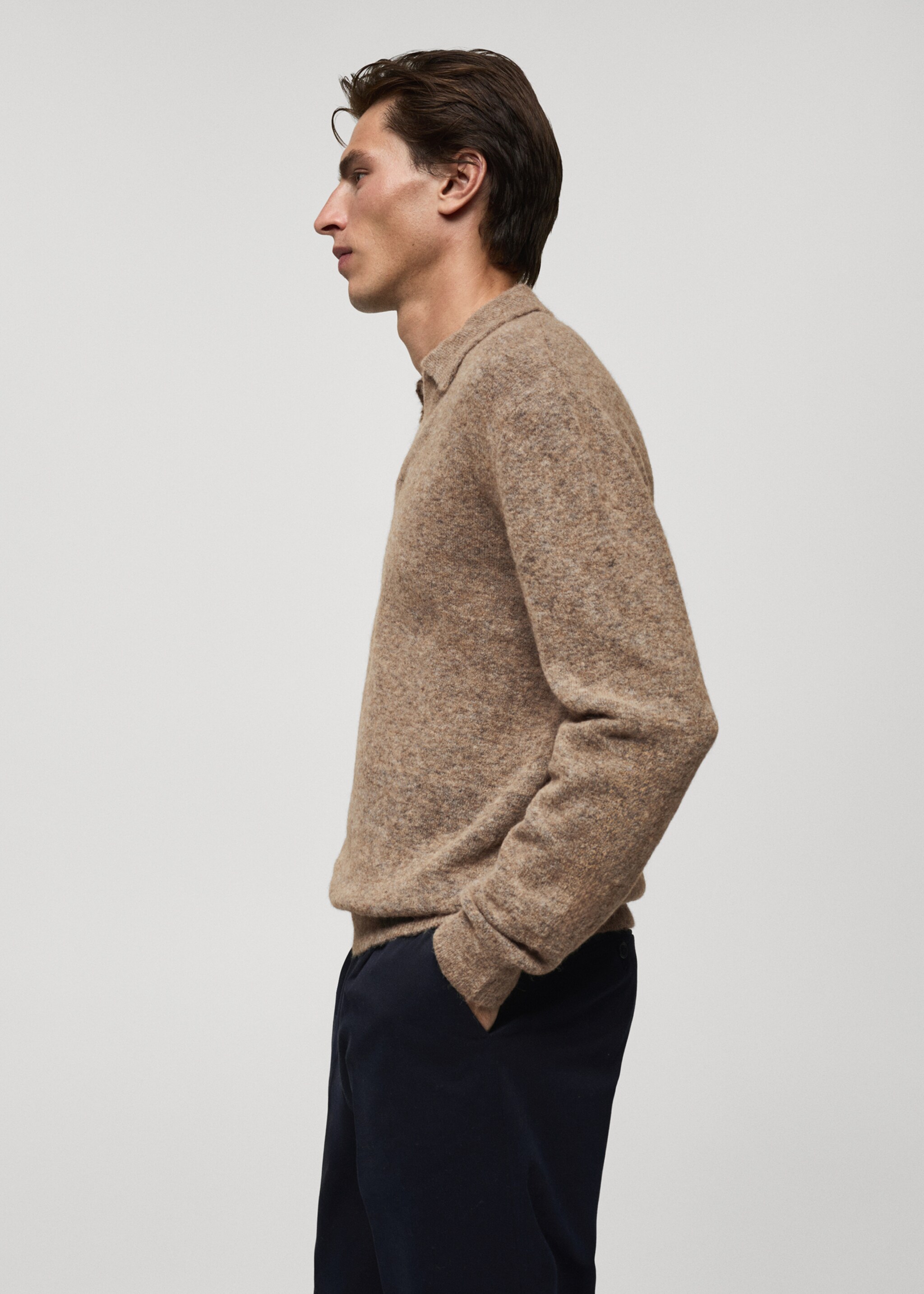Jersei polo barreja alpaca i llana - Detall de l'article 2, Gris visó. Ref: 77027930-00.