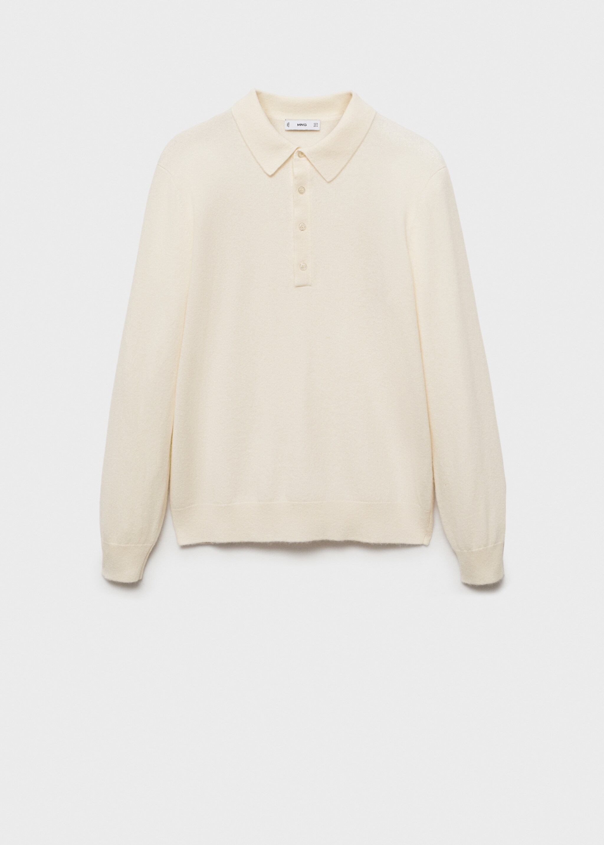 100% cashmere polo sweater - Article without model, Ecru. Ref: 77027933-00.