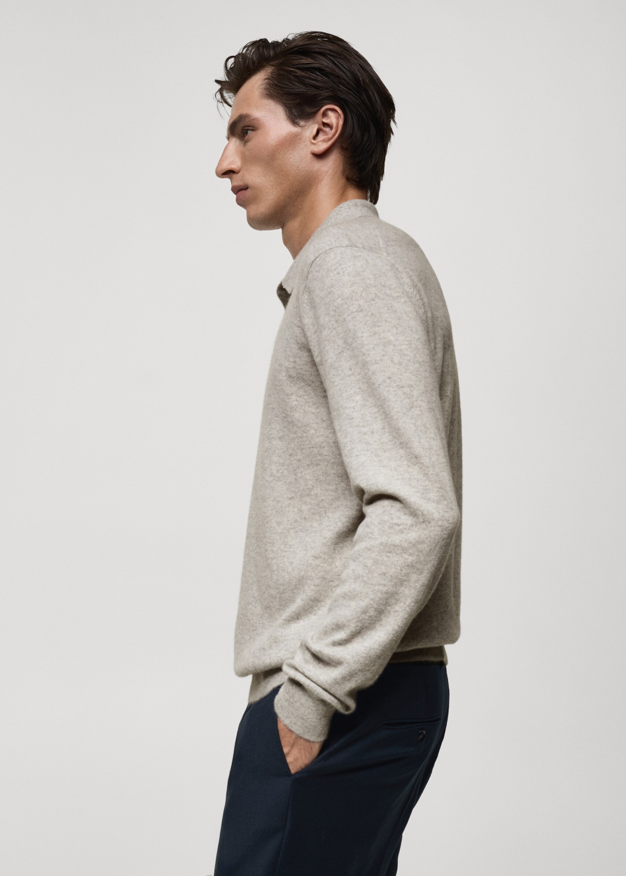 Jersey polo 100% cashmere - Detalle del artículo 2, Gris. Ref: 77027933-00.
