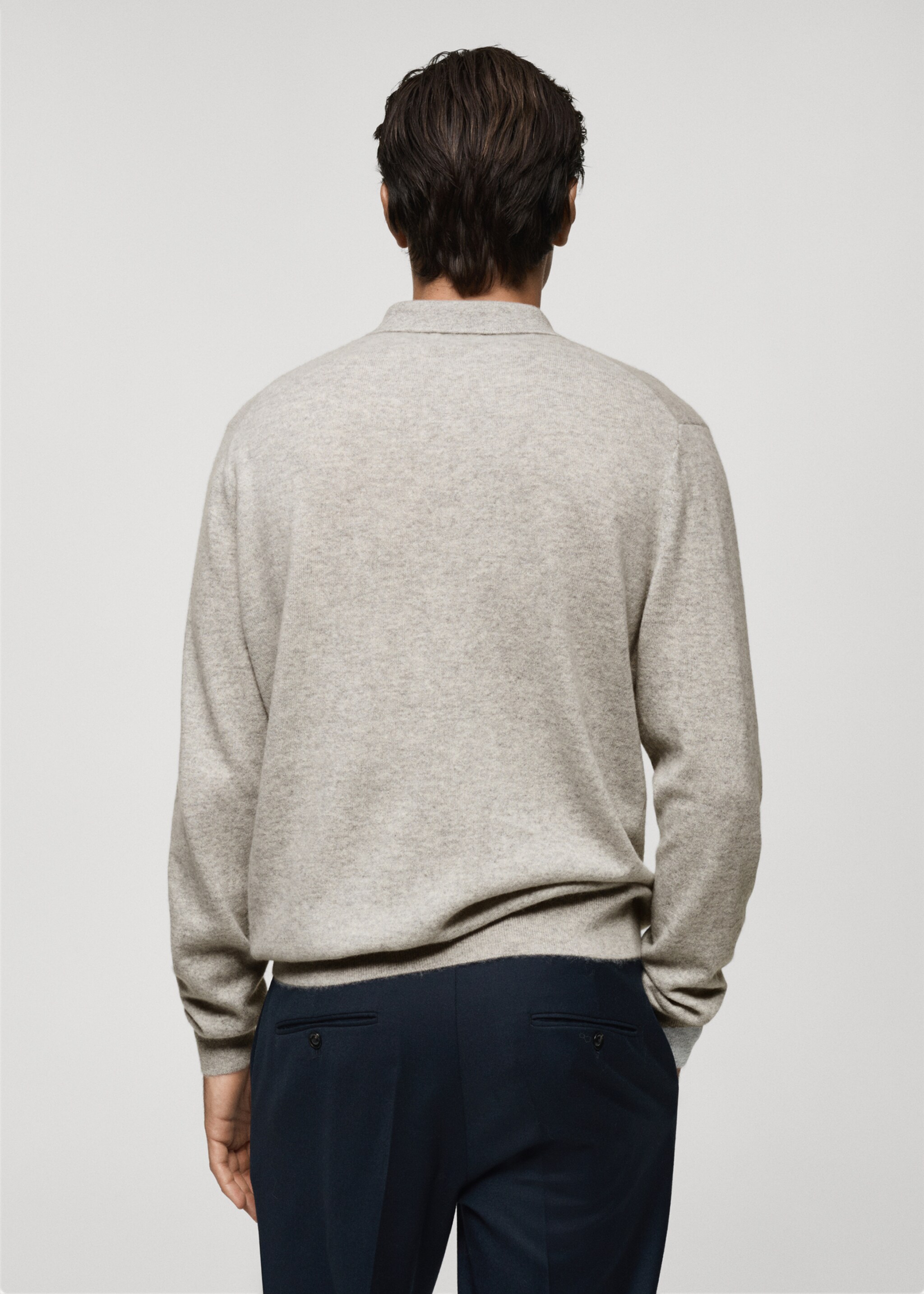 Jersey polo 100% cashmere - Reverso del artículo, Gris. Ref: 77027933-00.